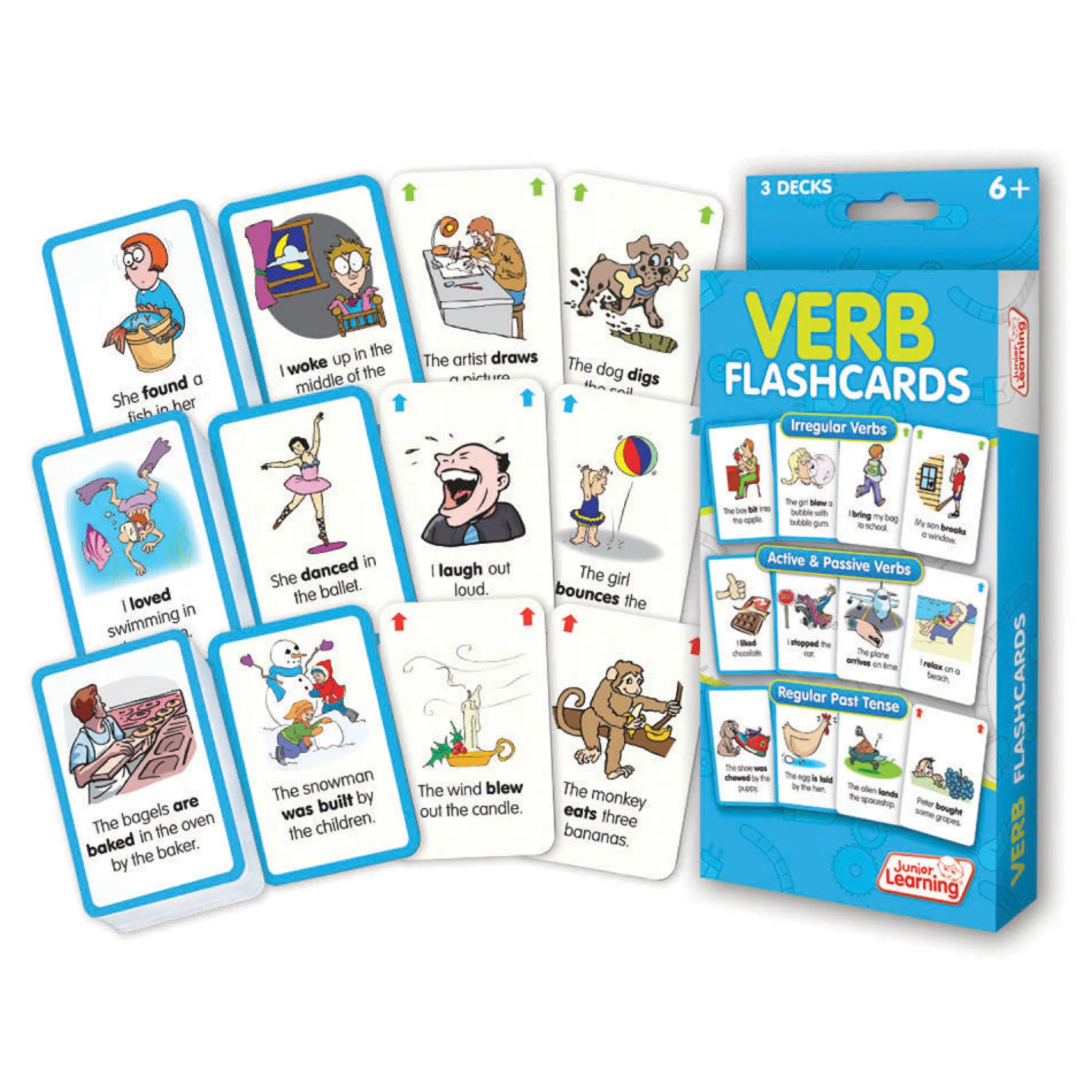 Junior Learning Verb Flashcards Set - Educational Tool for Ages 6+