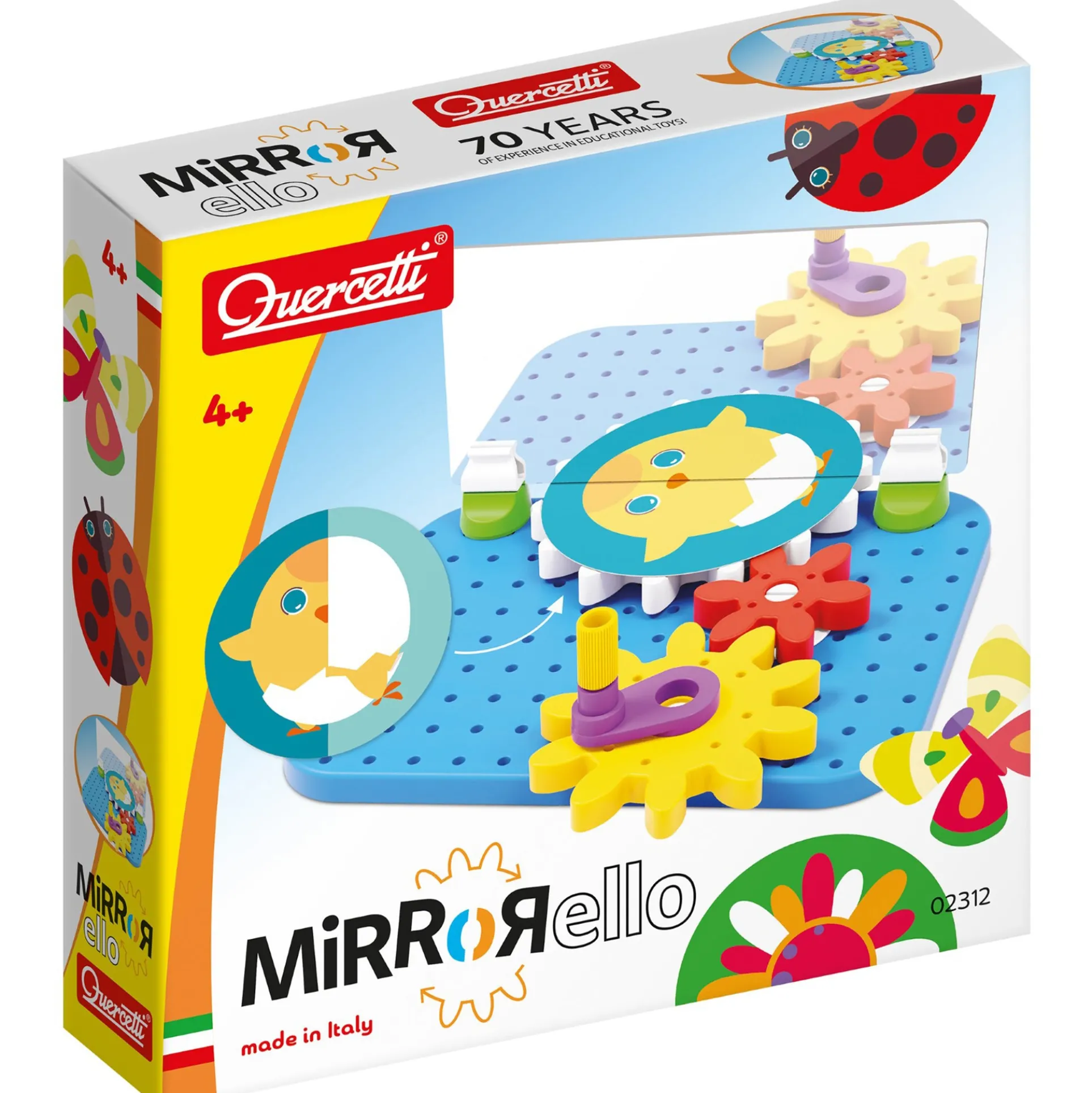 Quercetti Mirrorello - Interactive Gear Assembly Toy - STEM Learning for Kids 4+