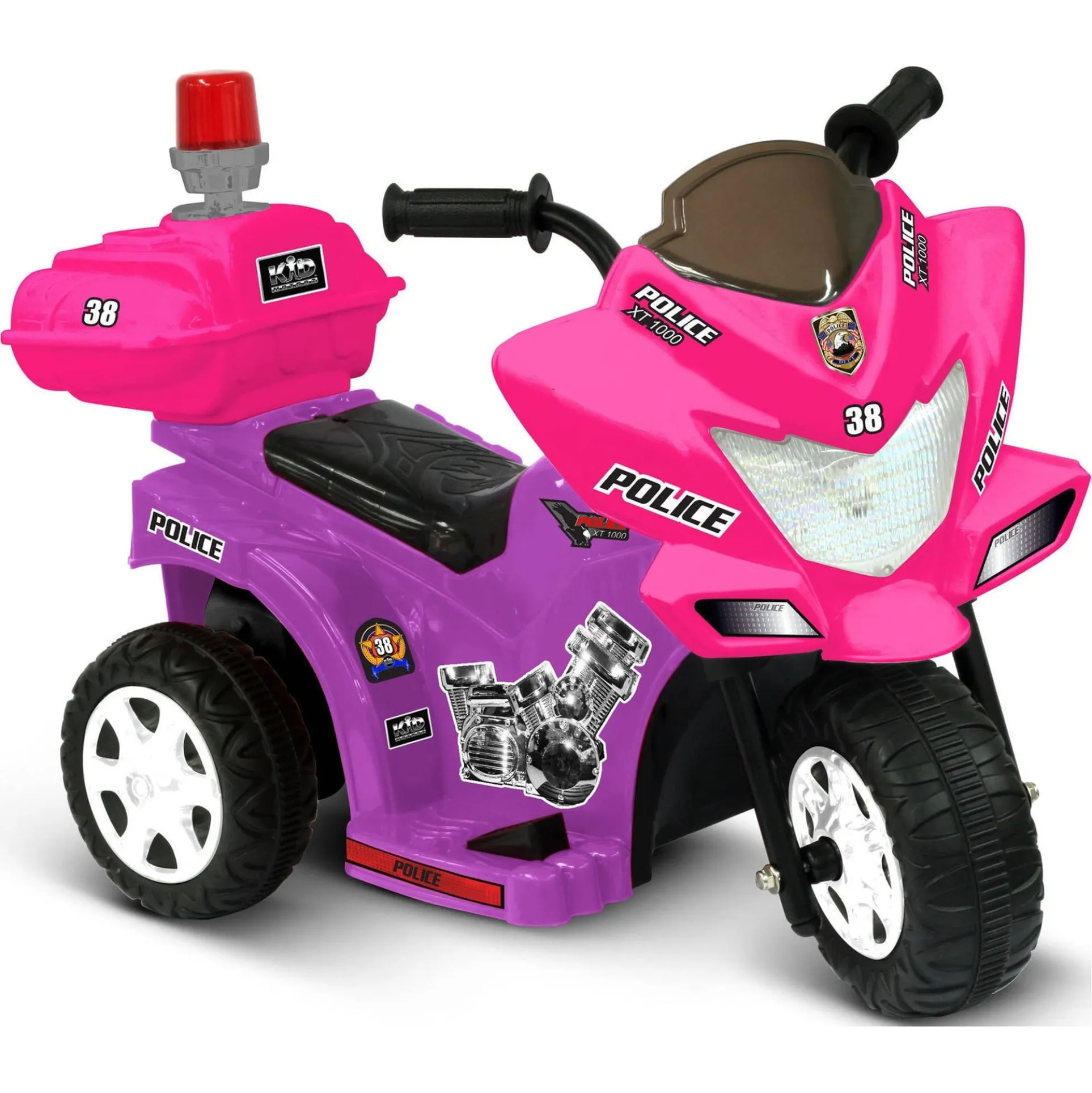 Kid Motorz 6V Lil Patrol Ride-On in Purple & Pink with Siren and Storage Box
