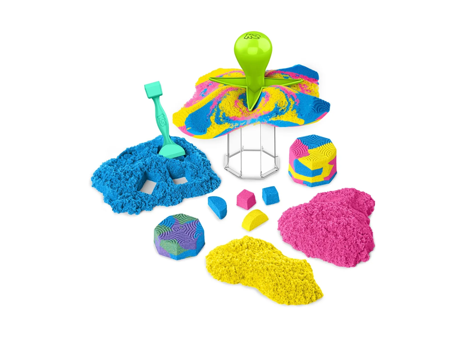 Kinetic Sand Squish N' Create Playset - Blue, Yellow, Pink