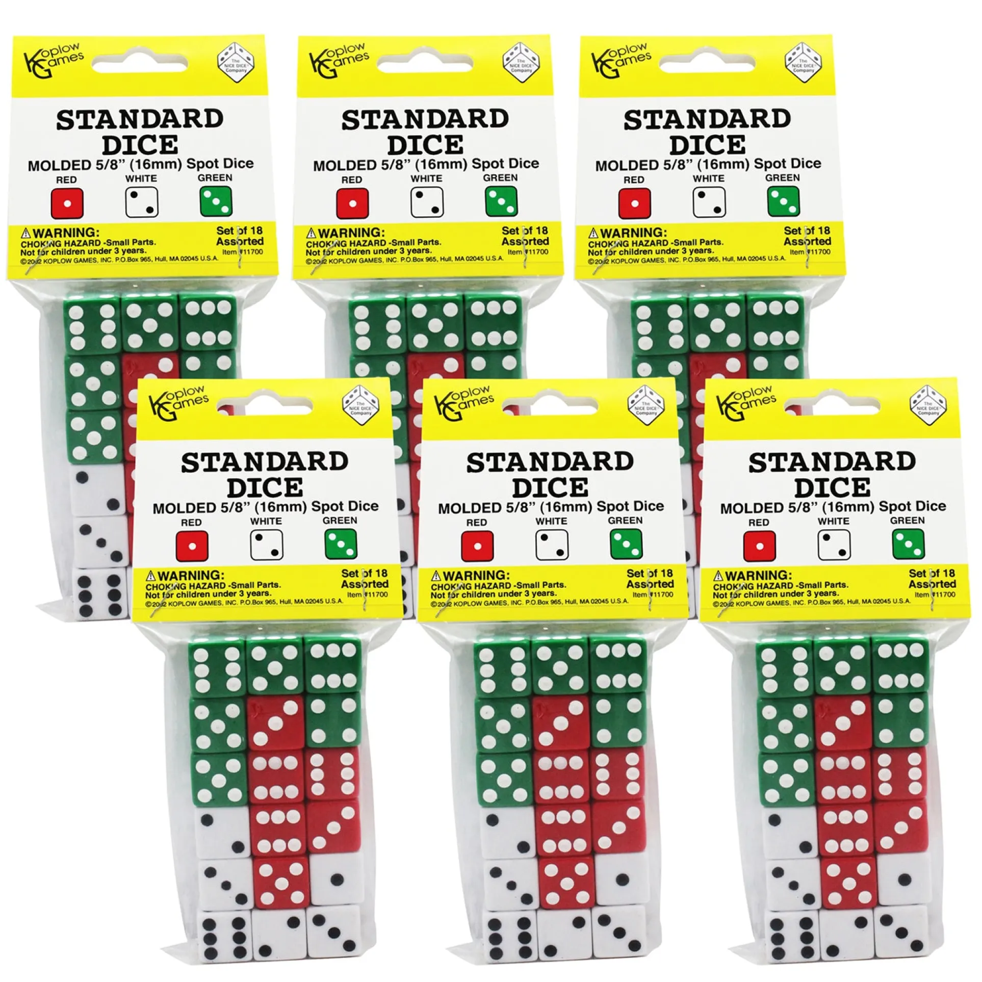 Koplow Games Colorful Classroom Dot Dice Set, 108 Count