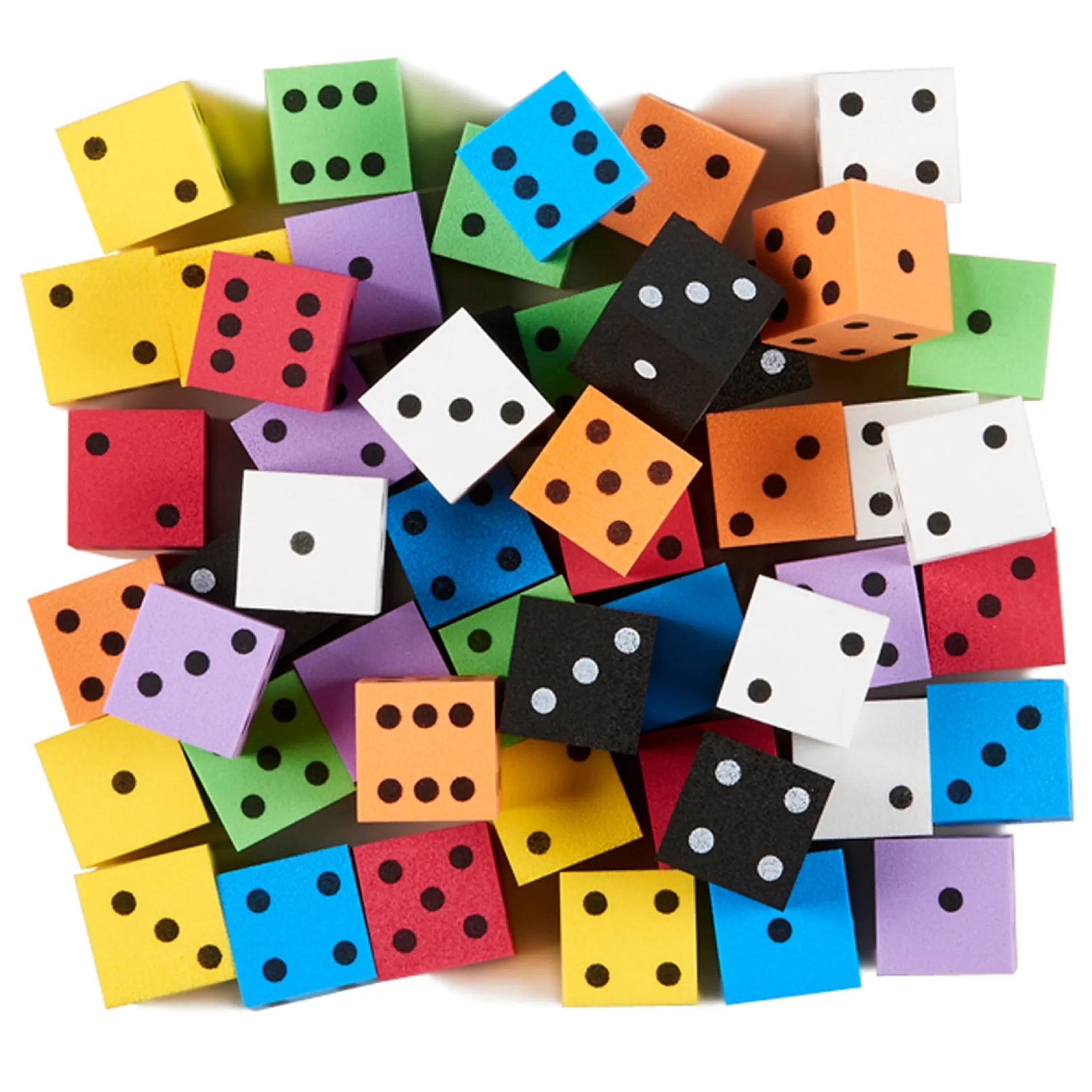 Koplow Games Colorful Foam Spot Dice Set, 50 Pieces