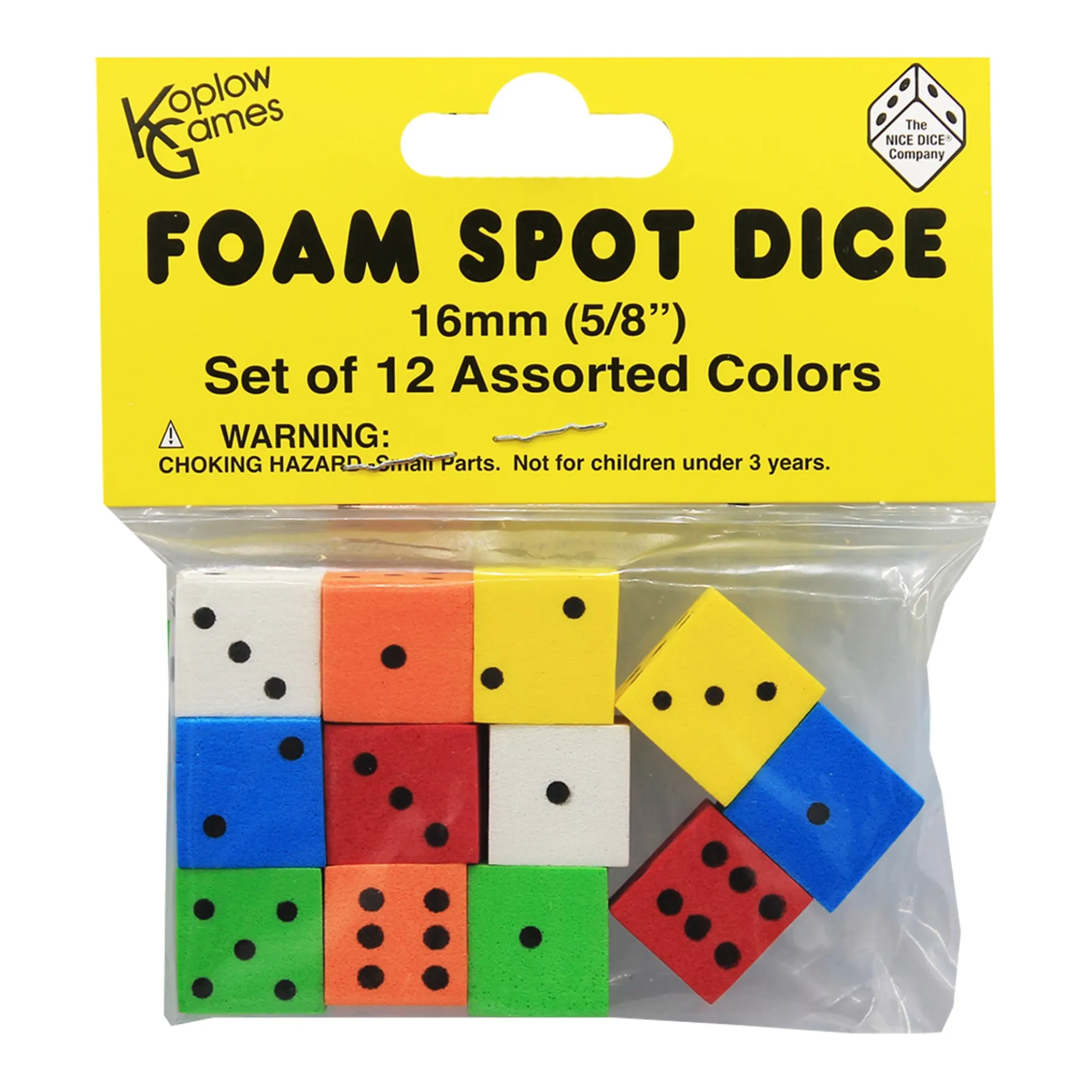 Koplow Games Colorful 16mm Foam Dice - 72 Pack Assortment