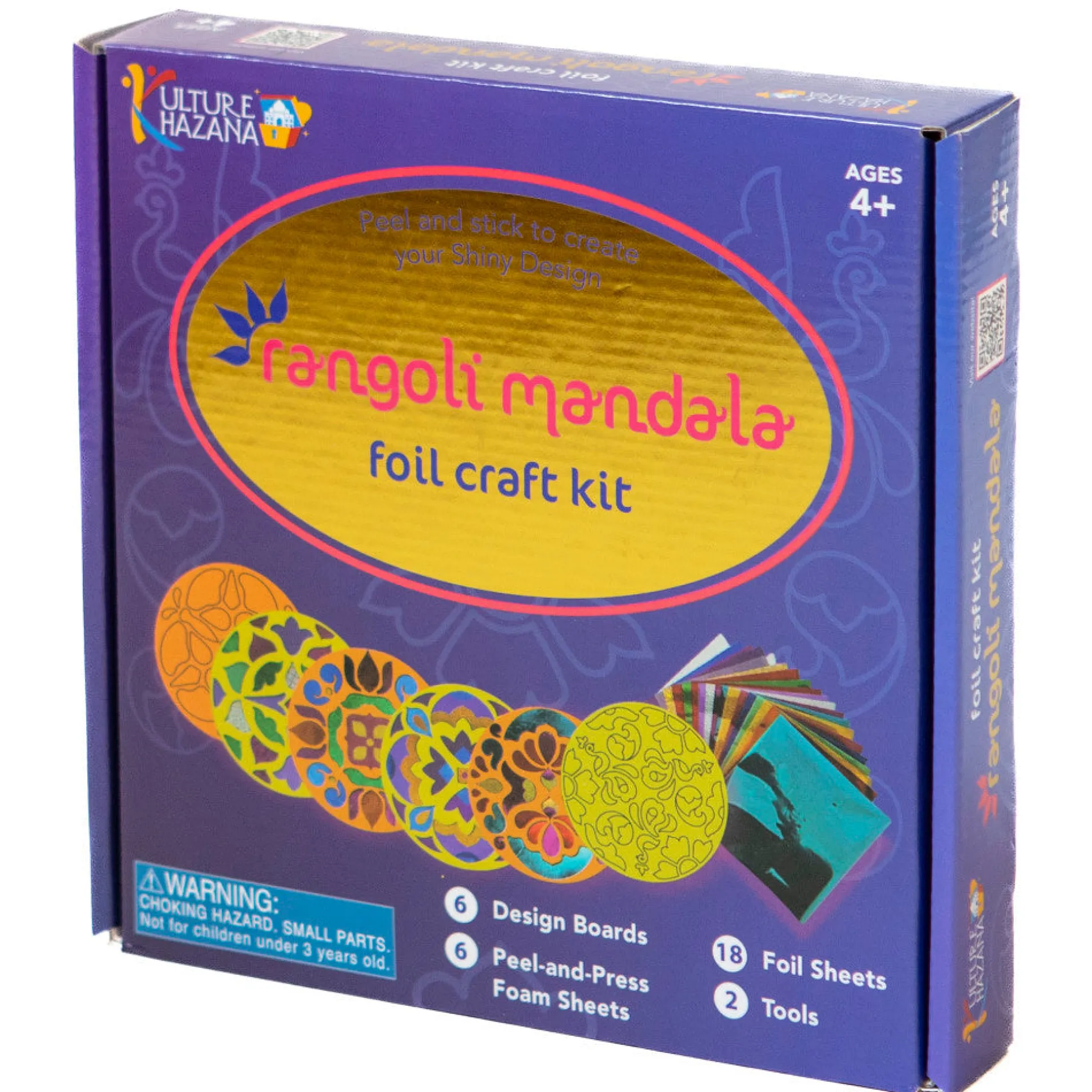 Kulture Khazana Rangoli Mandala Foil Craft Kit - DIY Shiny Designs, Ages 4+