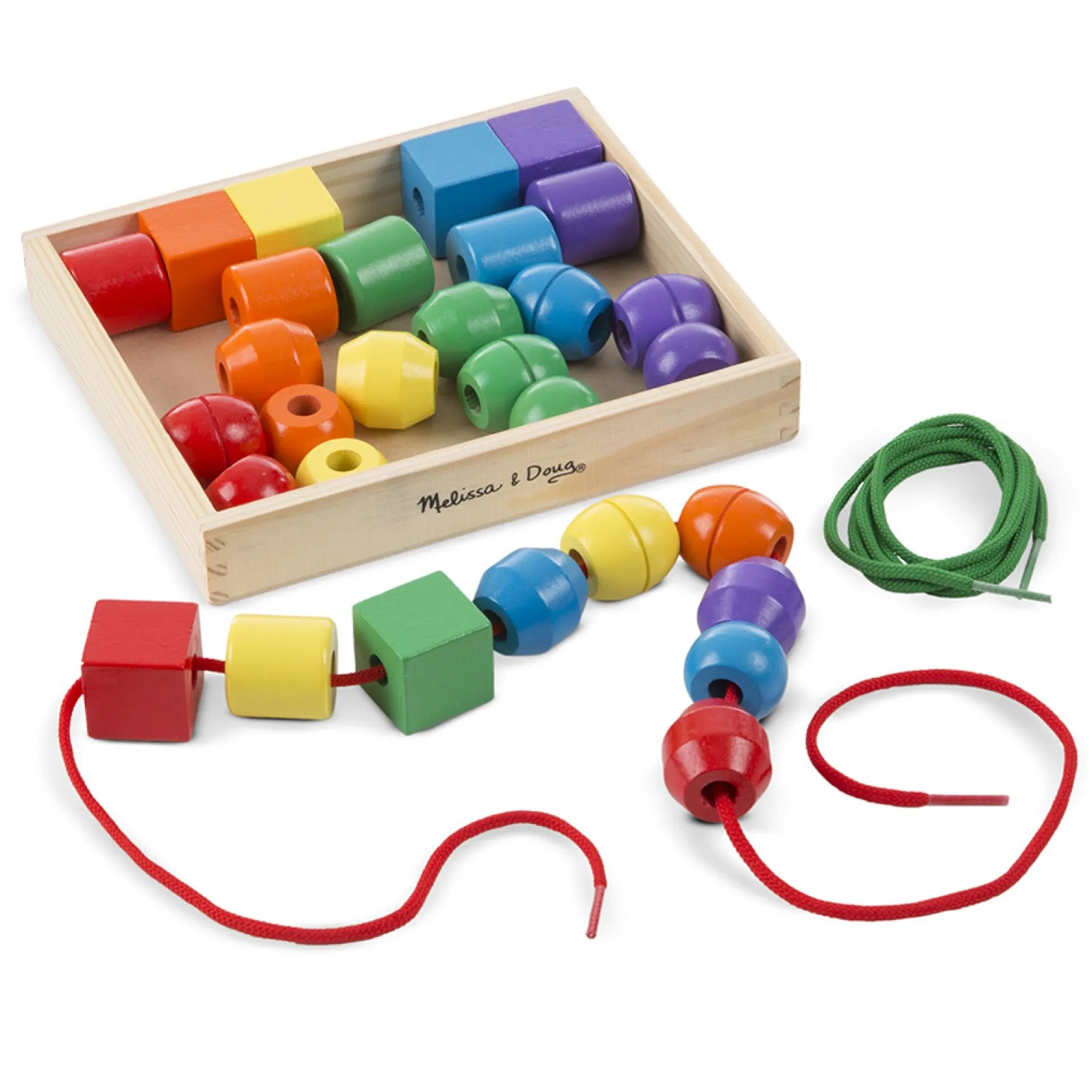 Melissa & Doug Primary Lacing Beads - Colorful Wooden Educational Toy