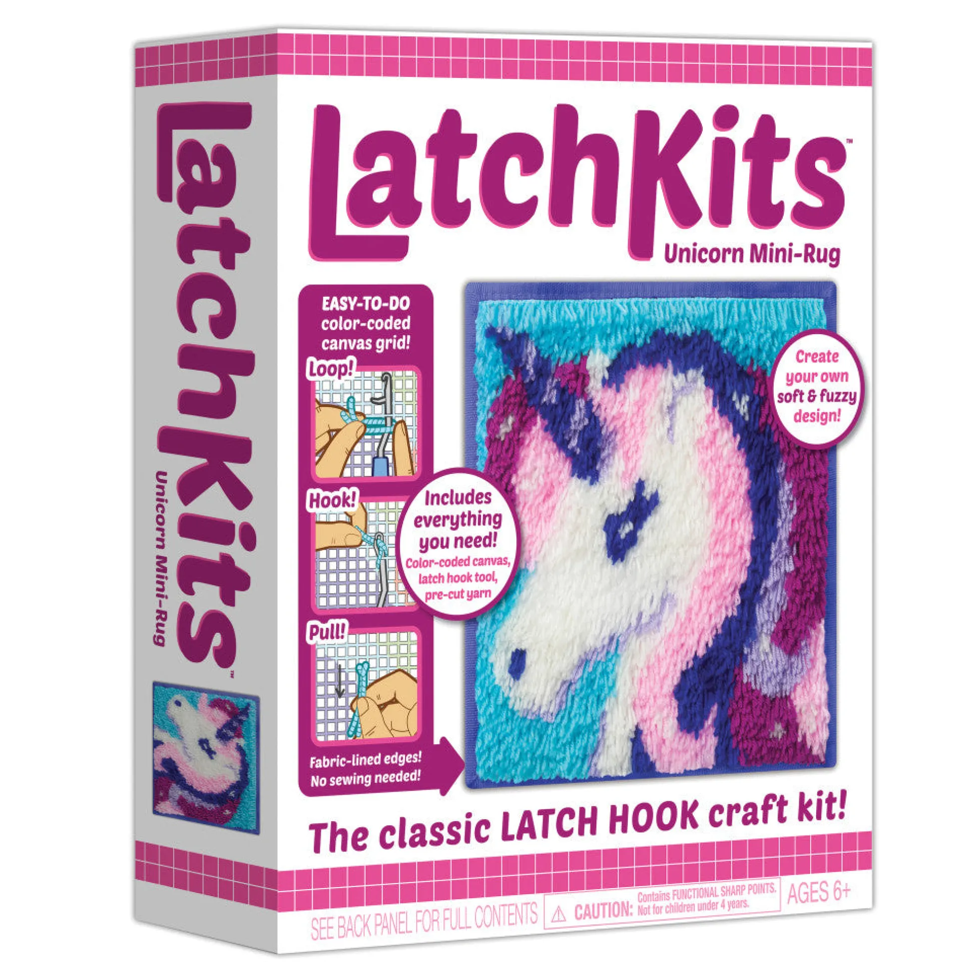 LatchKits Unicorn Mini Rug Classic Latch Hook Craft Kit