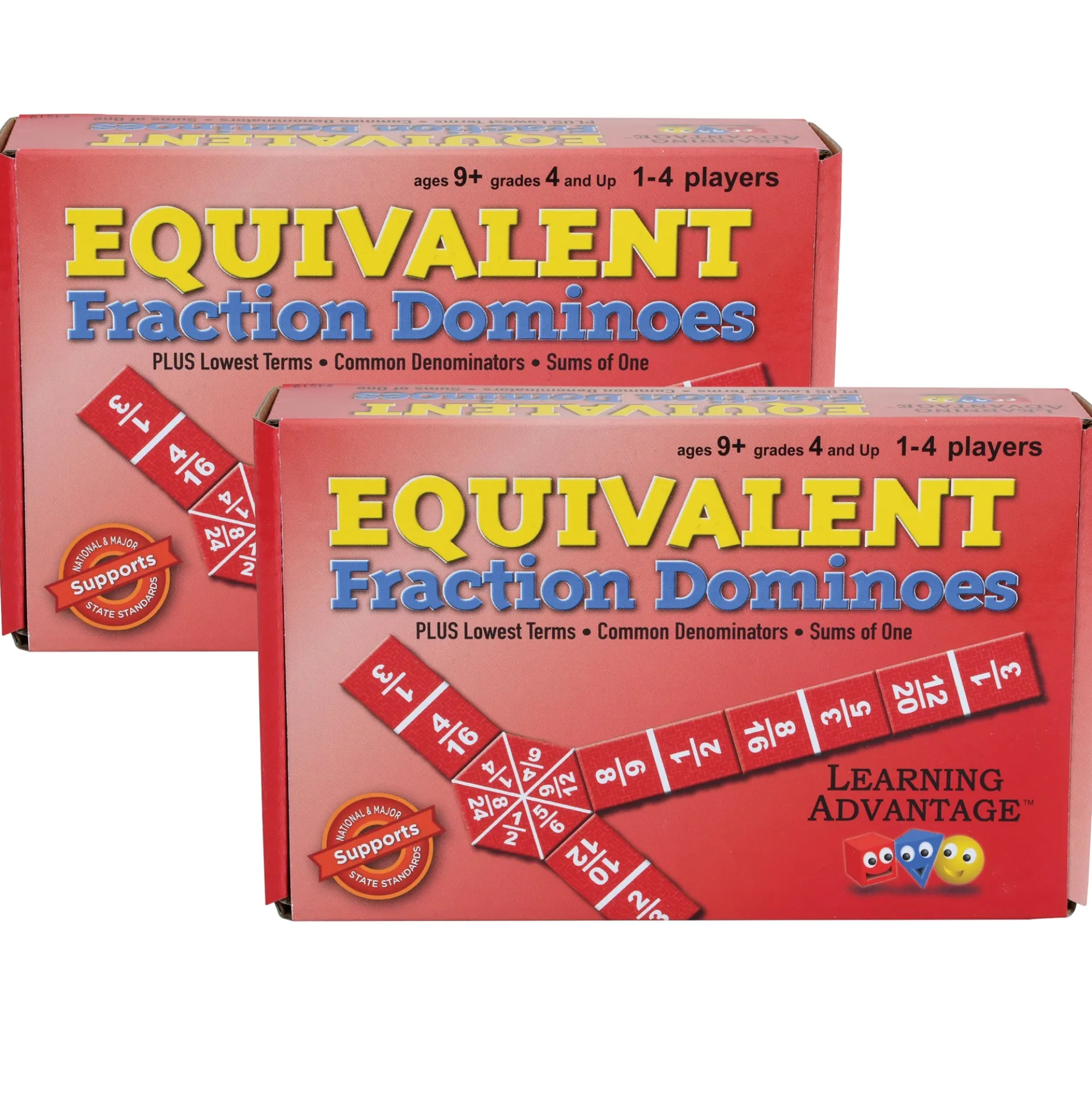 Learning Advantage Equivalent Fraction Dominoes - Math Learning Game - Pack of 2