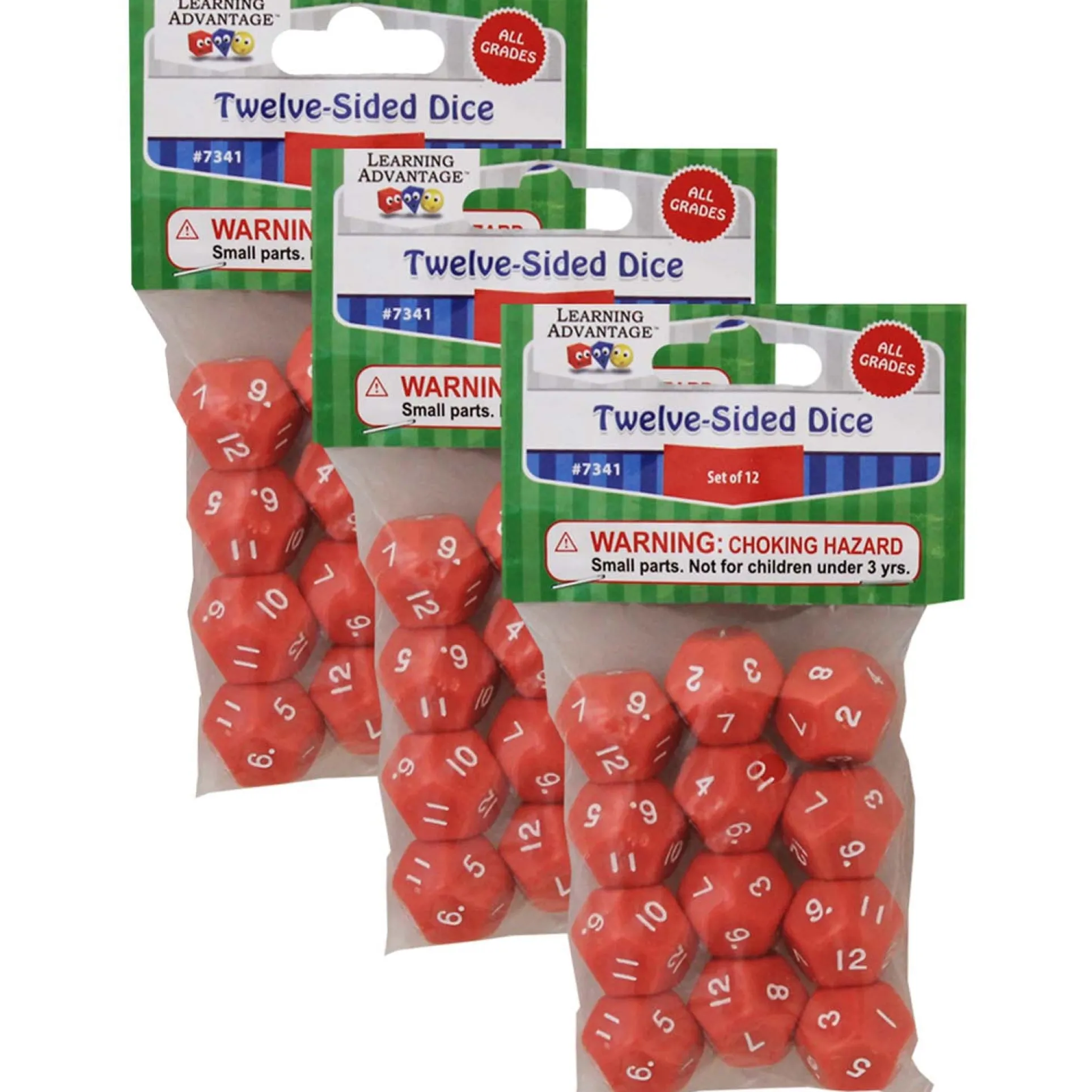 Learning Advantage Colorful 12-Sided Polyhedral Dice Set of 36