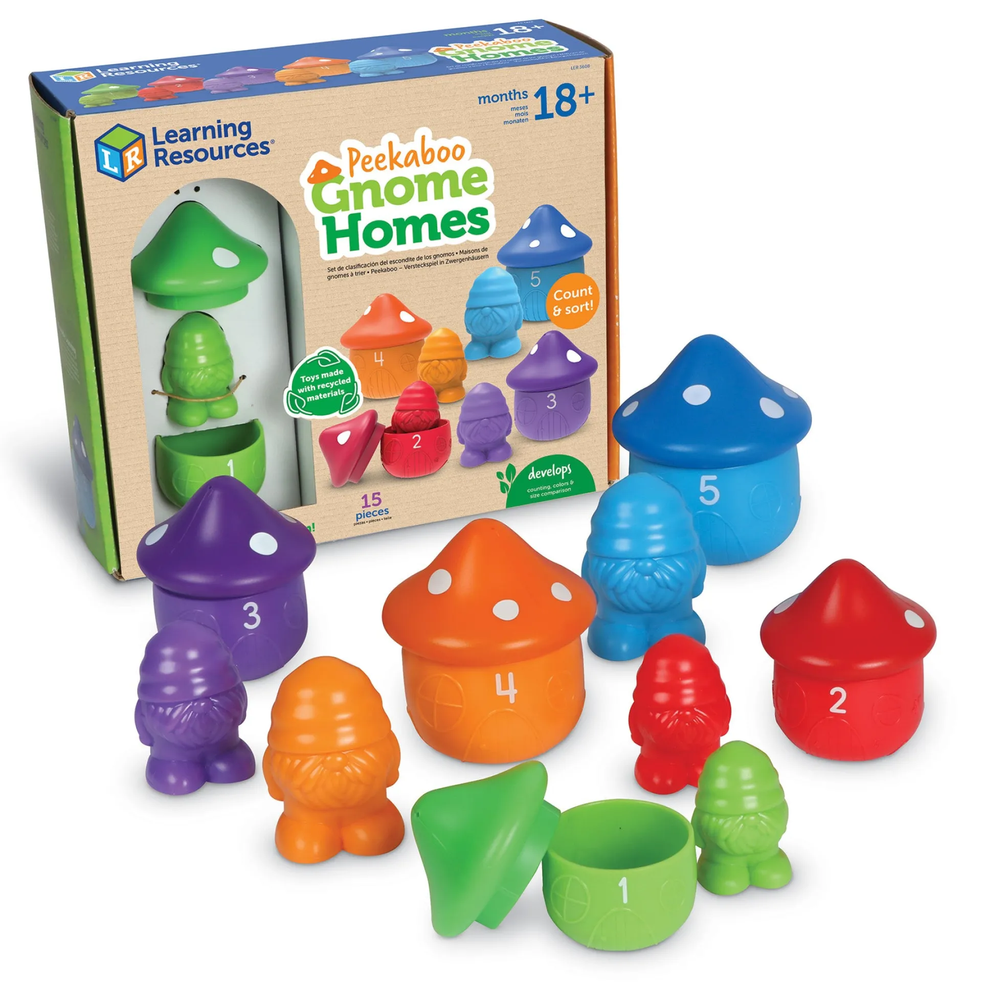 Learning Resources Peekaboo Gnome Homes - Colorful Playset for Toddlers