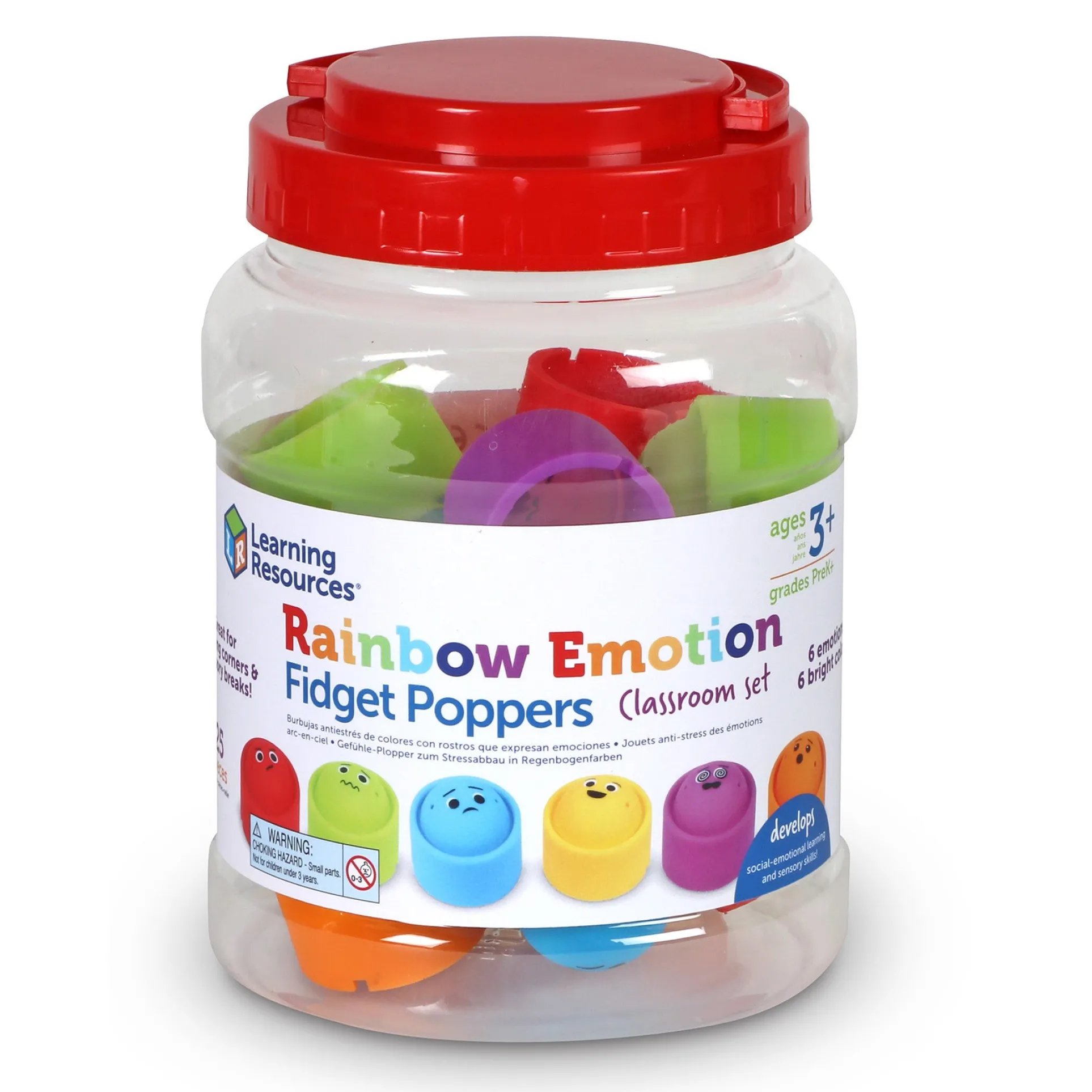 Learning Resources Rainbow Emotions Fidget Poppers - SEL Classroom Set