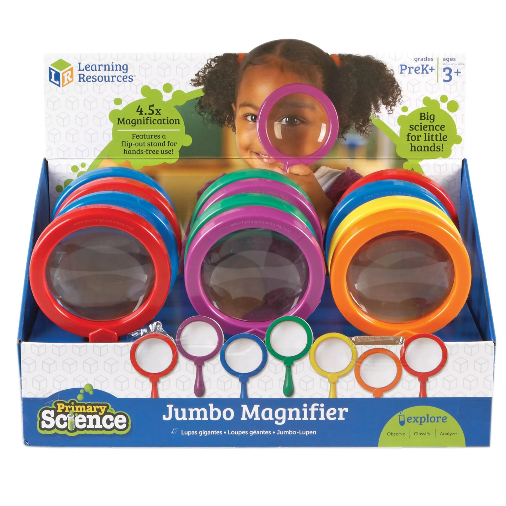 Learning Resources Primary Science Jumbo Magnifiers Set – Colorful 12-Pack