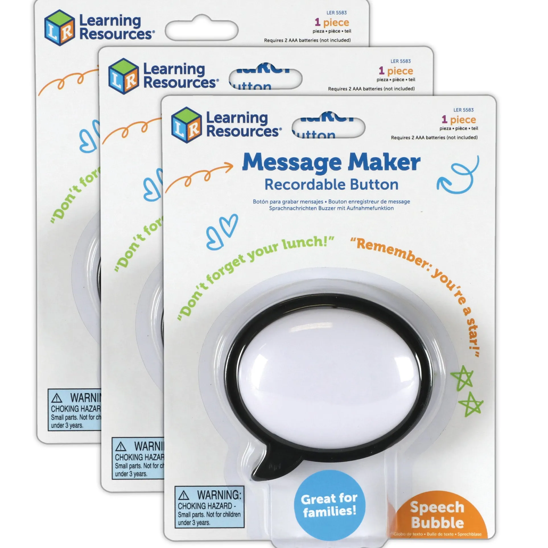 Learning Resources - Speech Bubble Message Recorder - Pack of 3