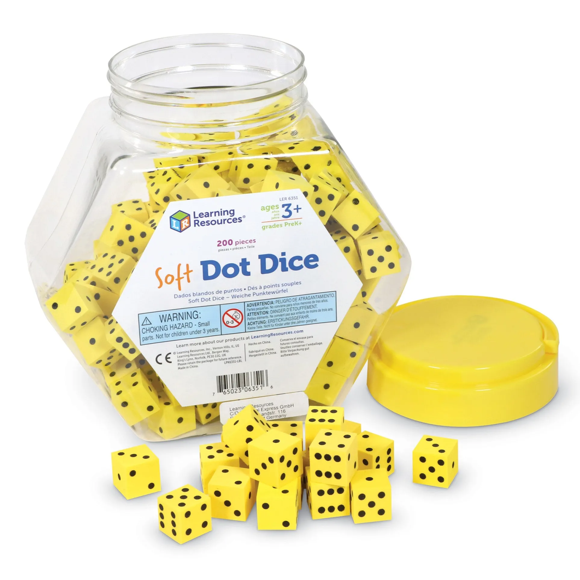 Learning Resources Soft Foam Dot Dice Set - 200 Count - Yellow