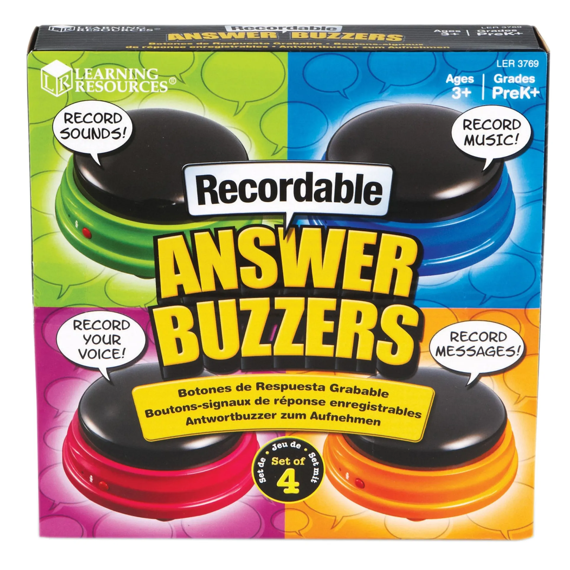 Learning Resources Recordable Answer Buzzers - Interactive Set of 4