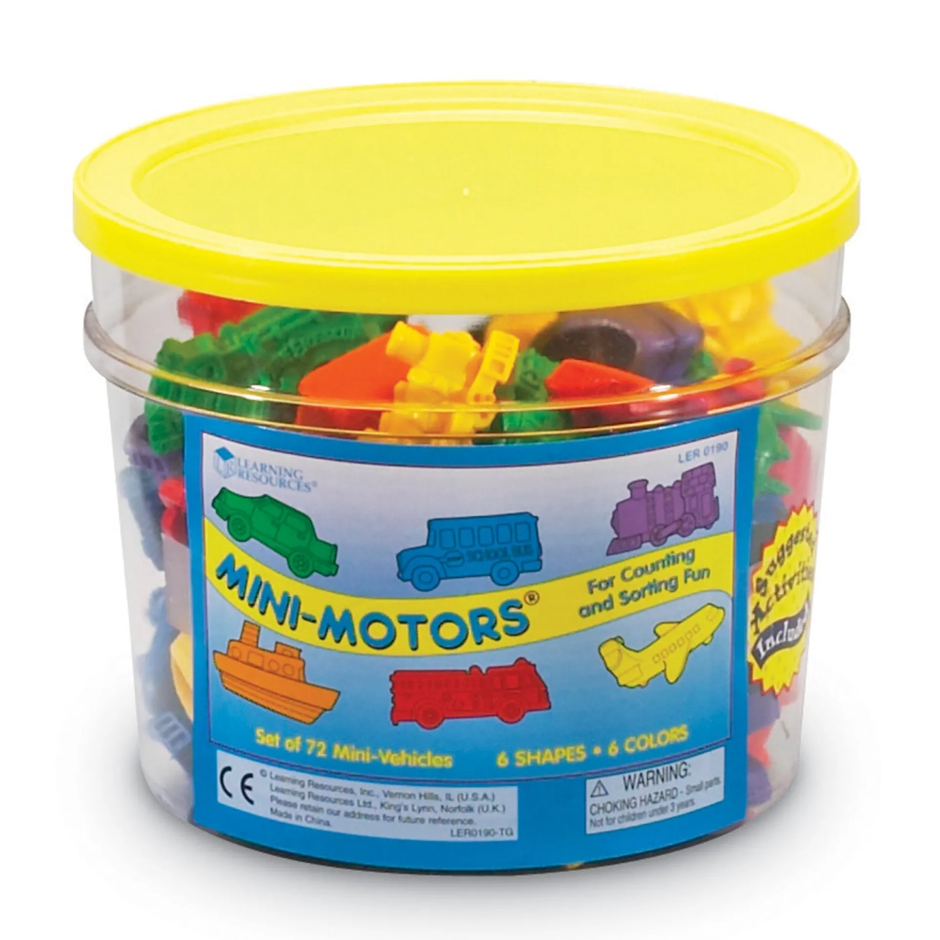 Learning Resources Mini Motors Counters - Colorful Vehicle Shapes - Set of 72