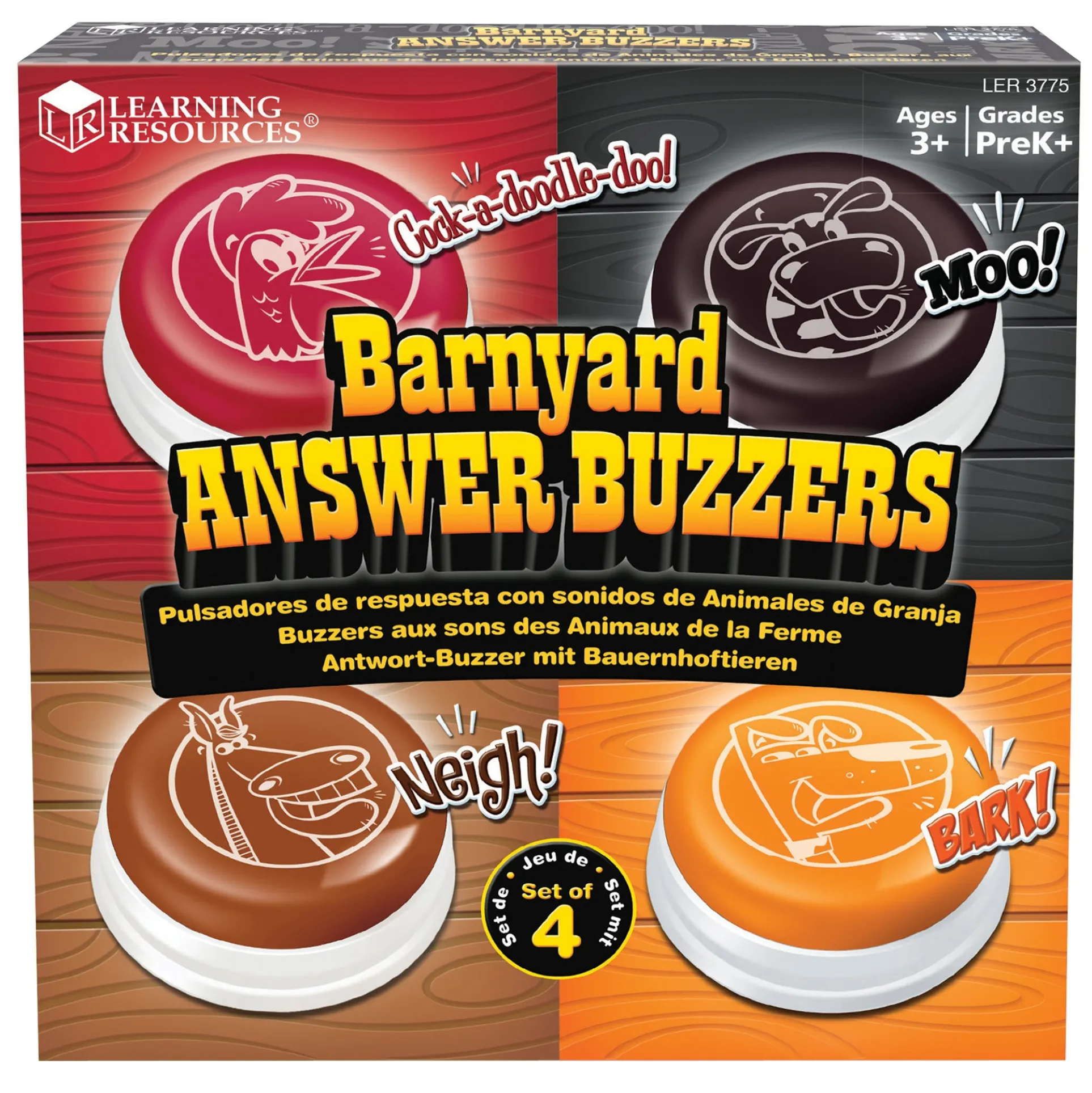 Learning Resources Barnyard Buzzers - Interactive Animal Sounds - Pack of 4