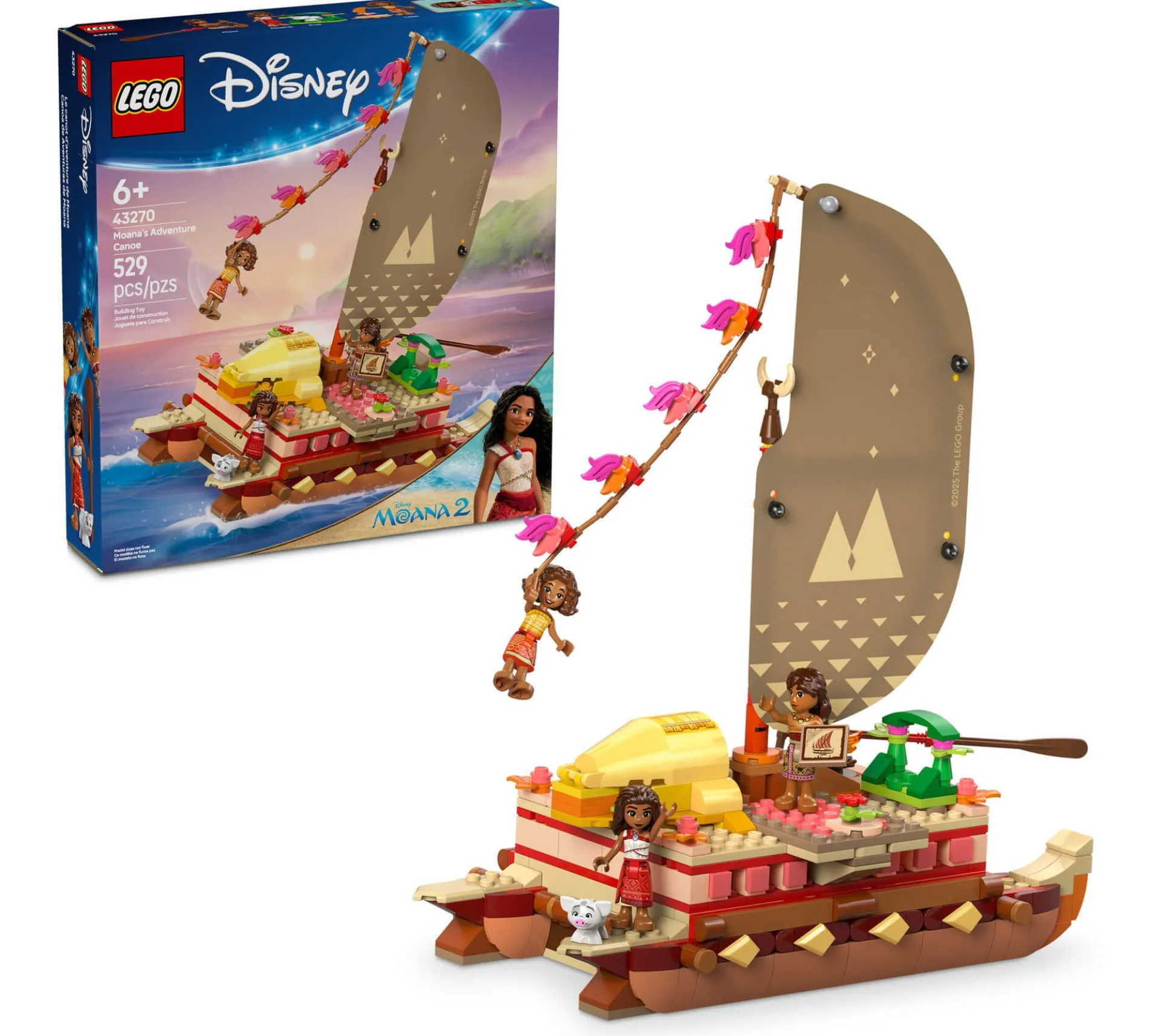 LEGO | Disney Moana’s Adventure Canoe Fantasy Toy Model Kit - 529 Pieces