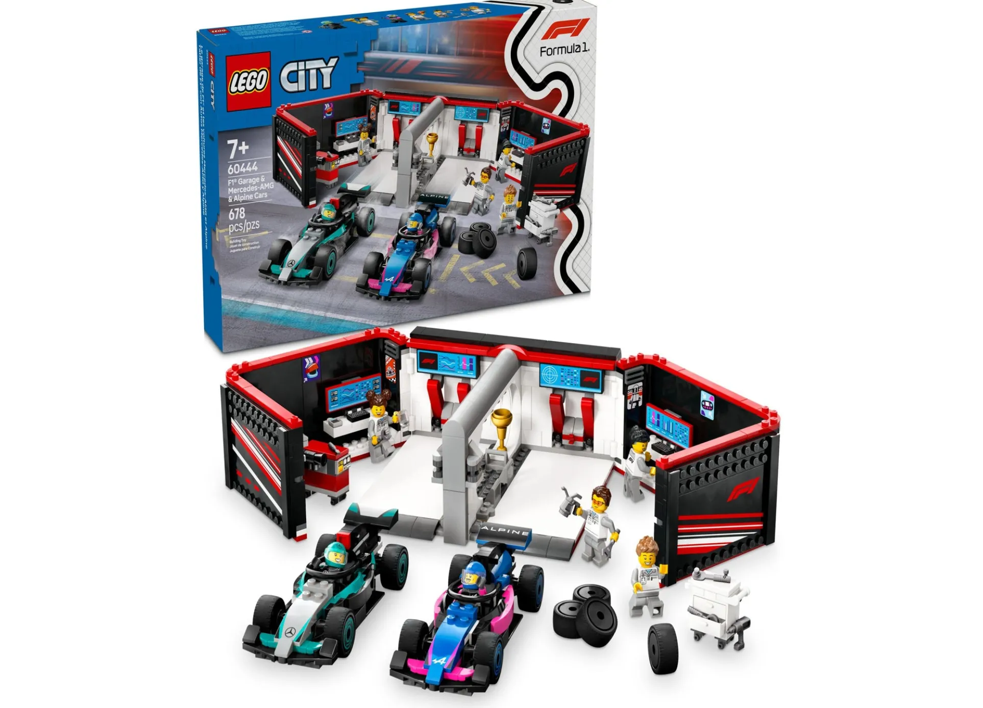 LEGO City F1 Garage Mercedes-AMG Alpine Cars Building Set 60444 - 678 Pieces