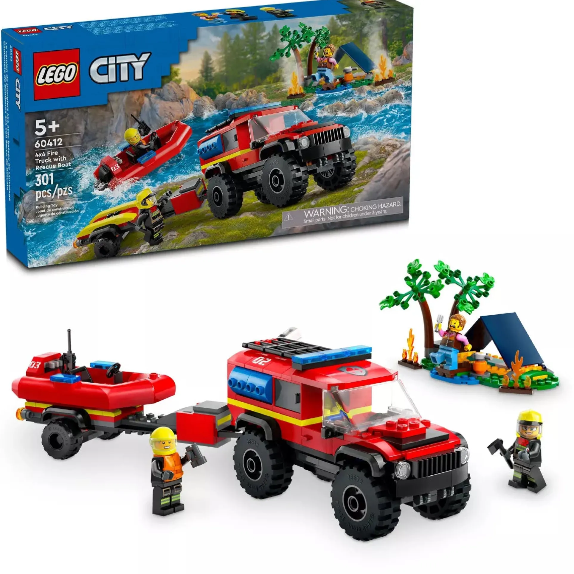 LEGO® City 4x4 Fire Truck and Rescue Boat Playset 60412