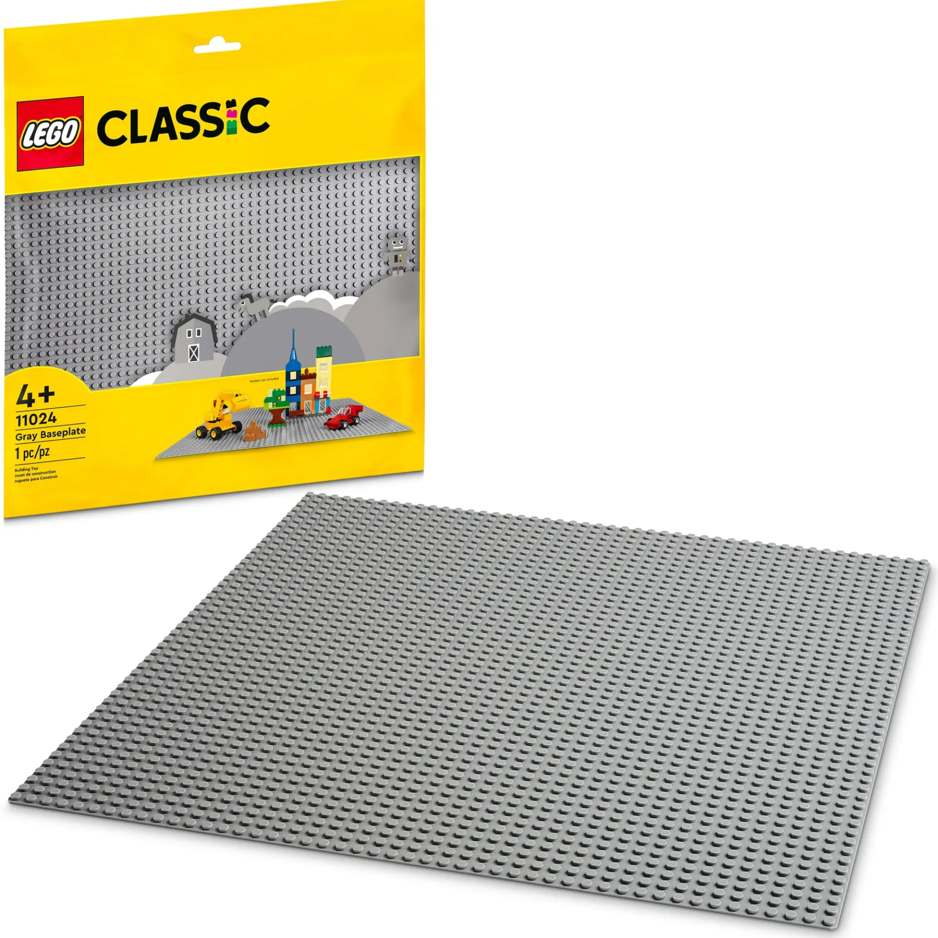 LEGO Classic Gray Baseplate 11024 Construction Playmat for Kids - Monochromatic