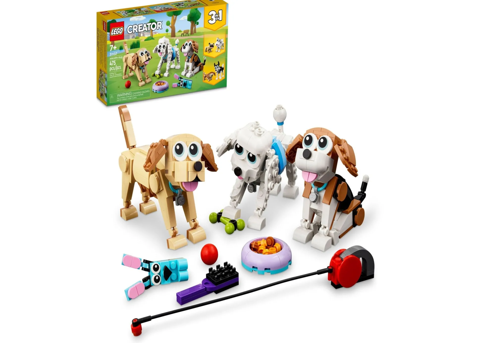 LEGO Creator 31137 3-in-1 Adorable Dogs Building Set - 475 Pieces