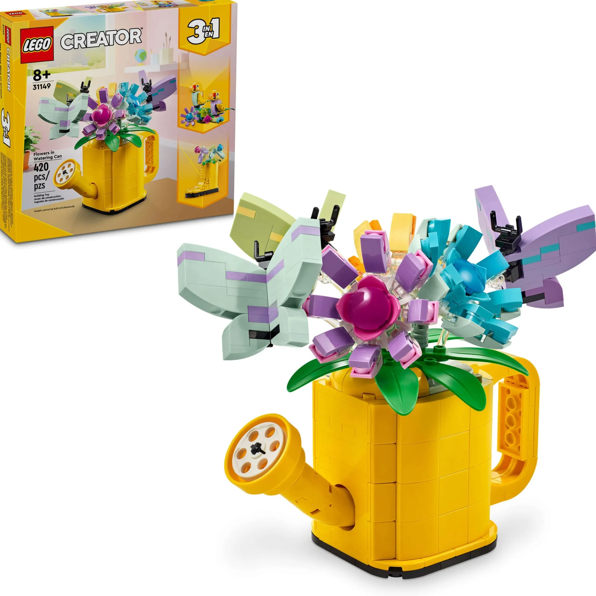 LEGO Creator 3-in-1 Flowers in Watering Can Building Set 420 Pieces - Colorful Garden Fun