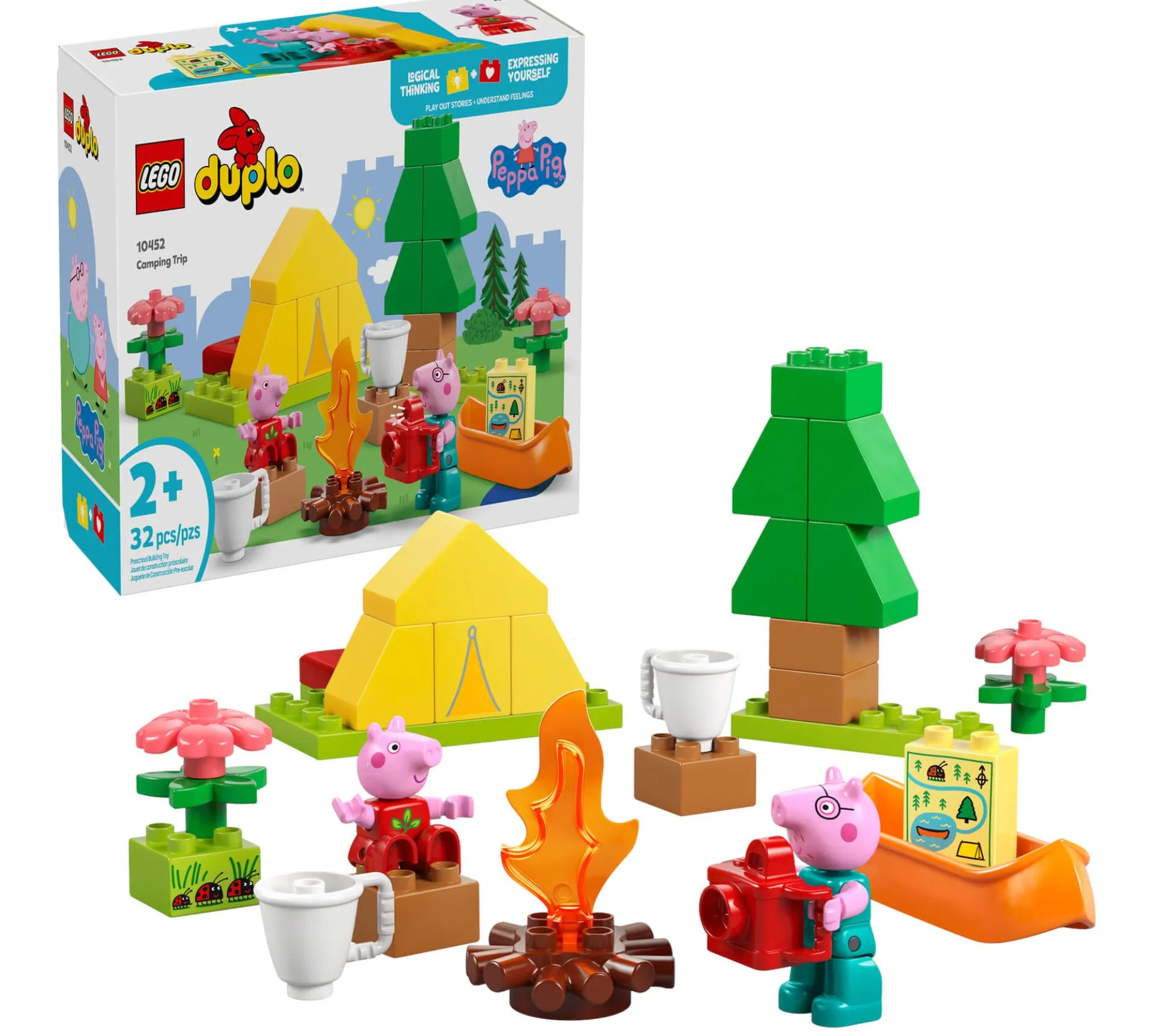 LEGO DUPLO Peppa Pig 32-Piece Camping Trip Playset with Canoe