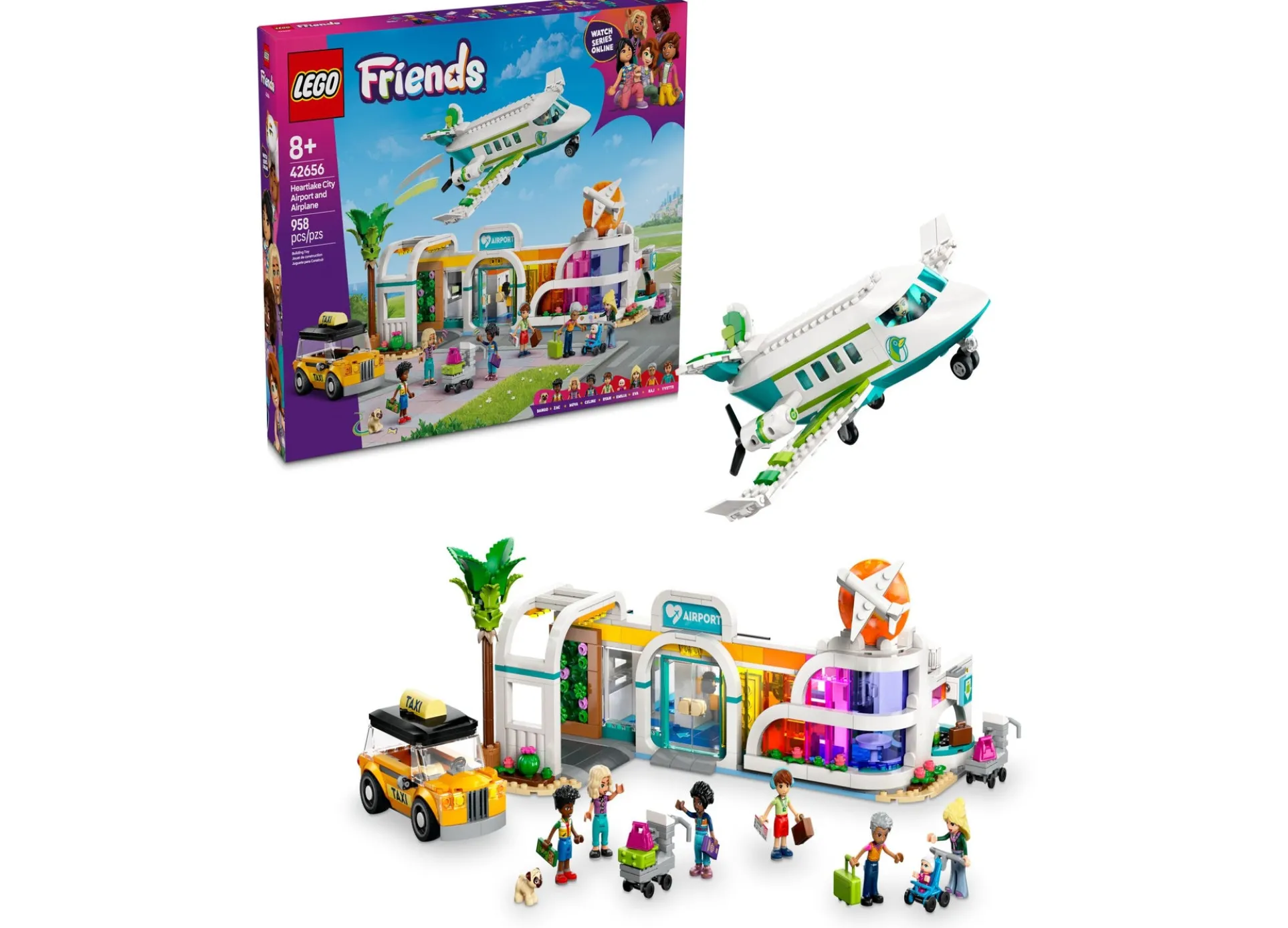 LEGO Friends Heartlake City Airport & Airplane Toy Set 42656, 958 Pieces