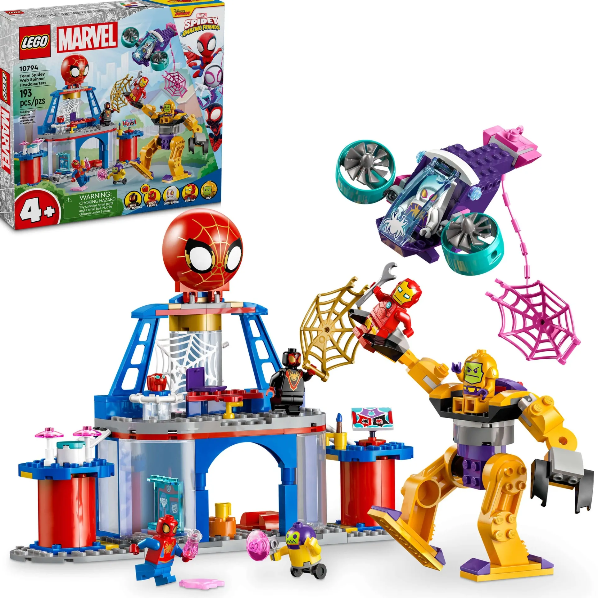 LEGO Marvel 4+ Team Spidey Web Spinner Headquarters 193-Piece Playset 10794