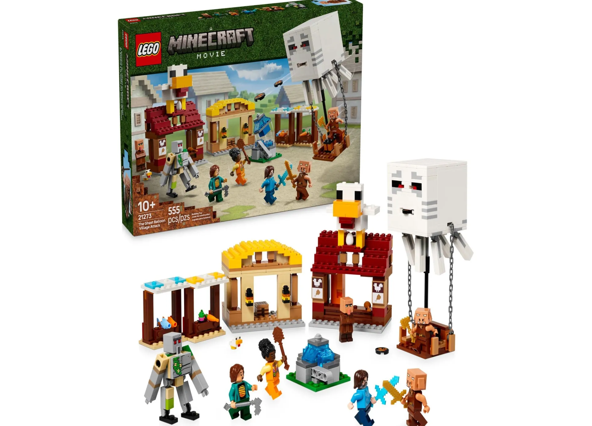 LEGO Minecraft 21273 The Ghast Balloon Village Attack Building Set - 555 Pieces