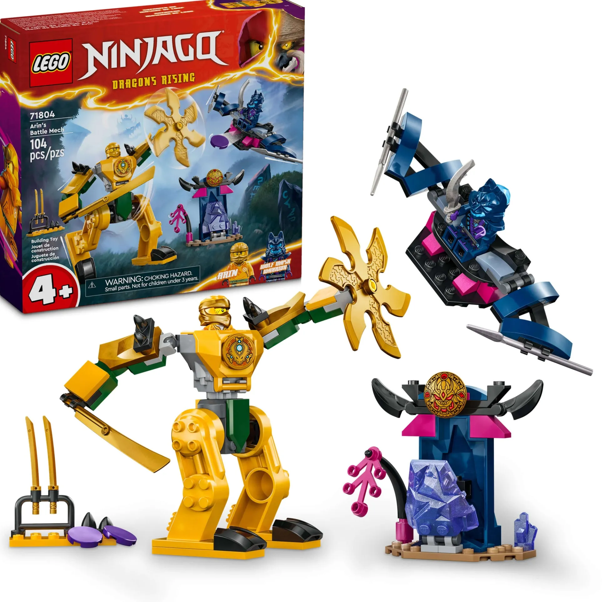 LEGO NINJAGO Arin’s Battle Mech Ninja Toy Set 71804 - 104 Pieces