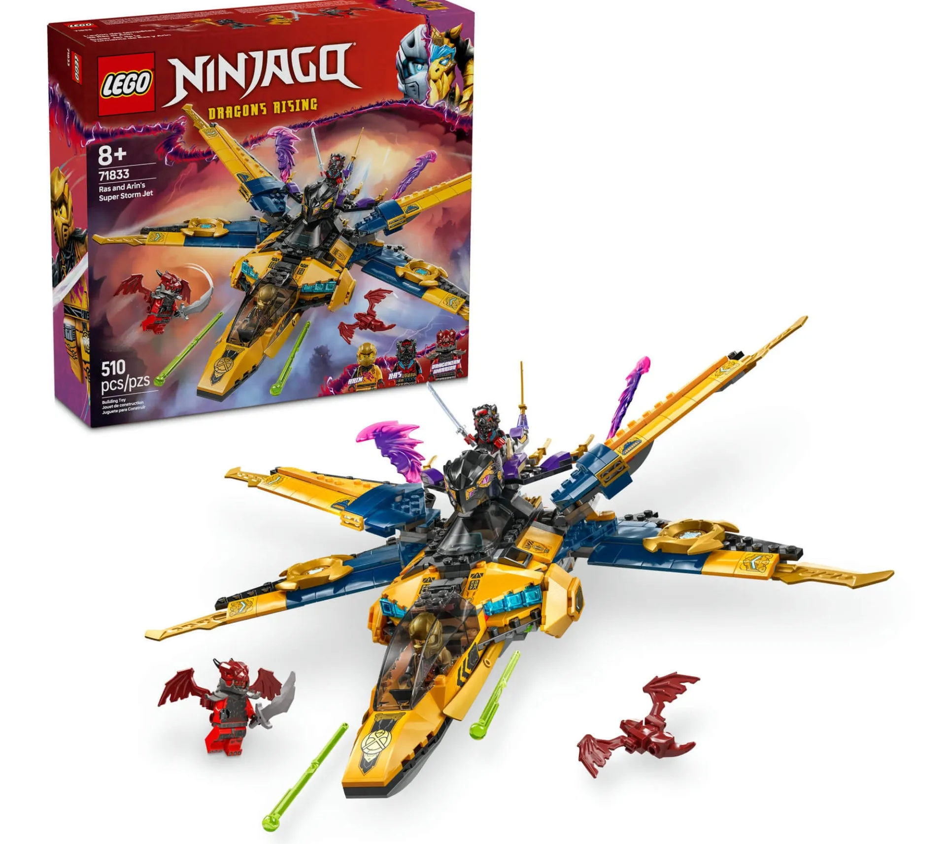 LEGO NINJAGO Ras and Arin’s Super Storm Jet Toy 71833 - 510 Pieces