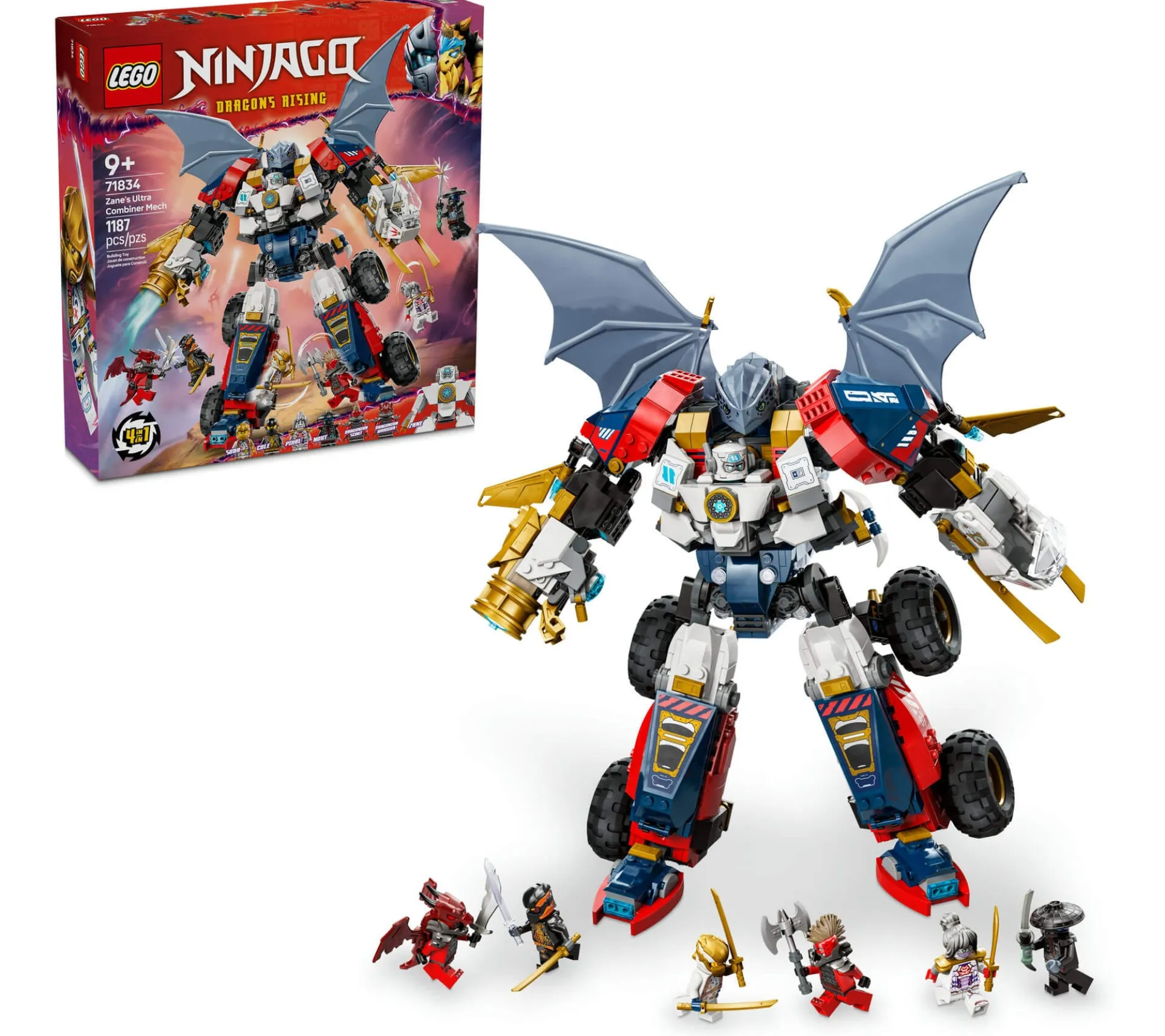 LEGO NINJAGO Zane’s Ultra Combiner Mech 4-in-1 Building Set 71834