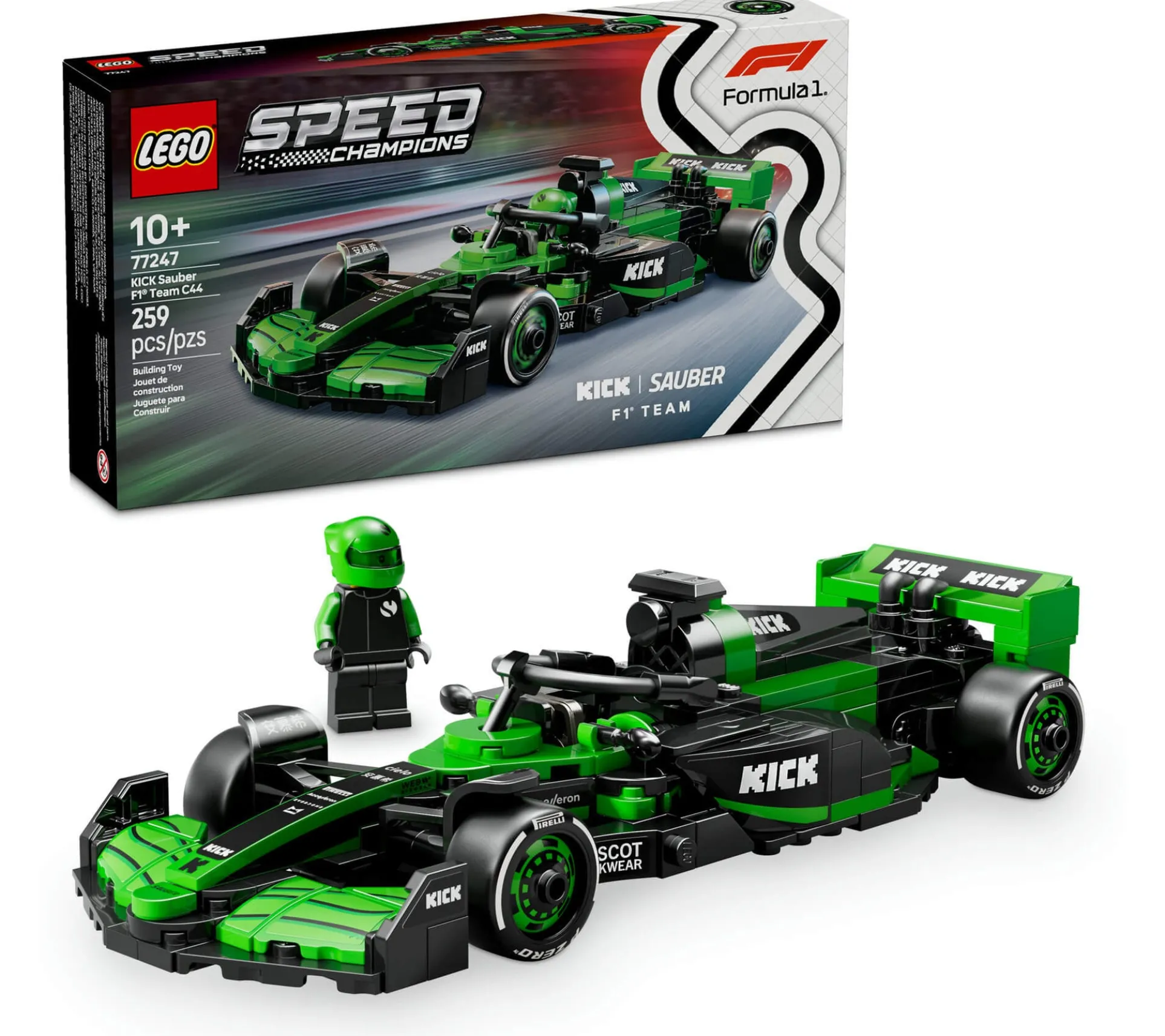 LEGO Speed Champions KICK Sauber F1 Team C44 Race Car Toy Vehicle 77247