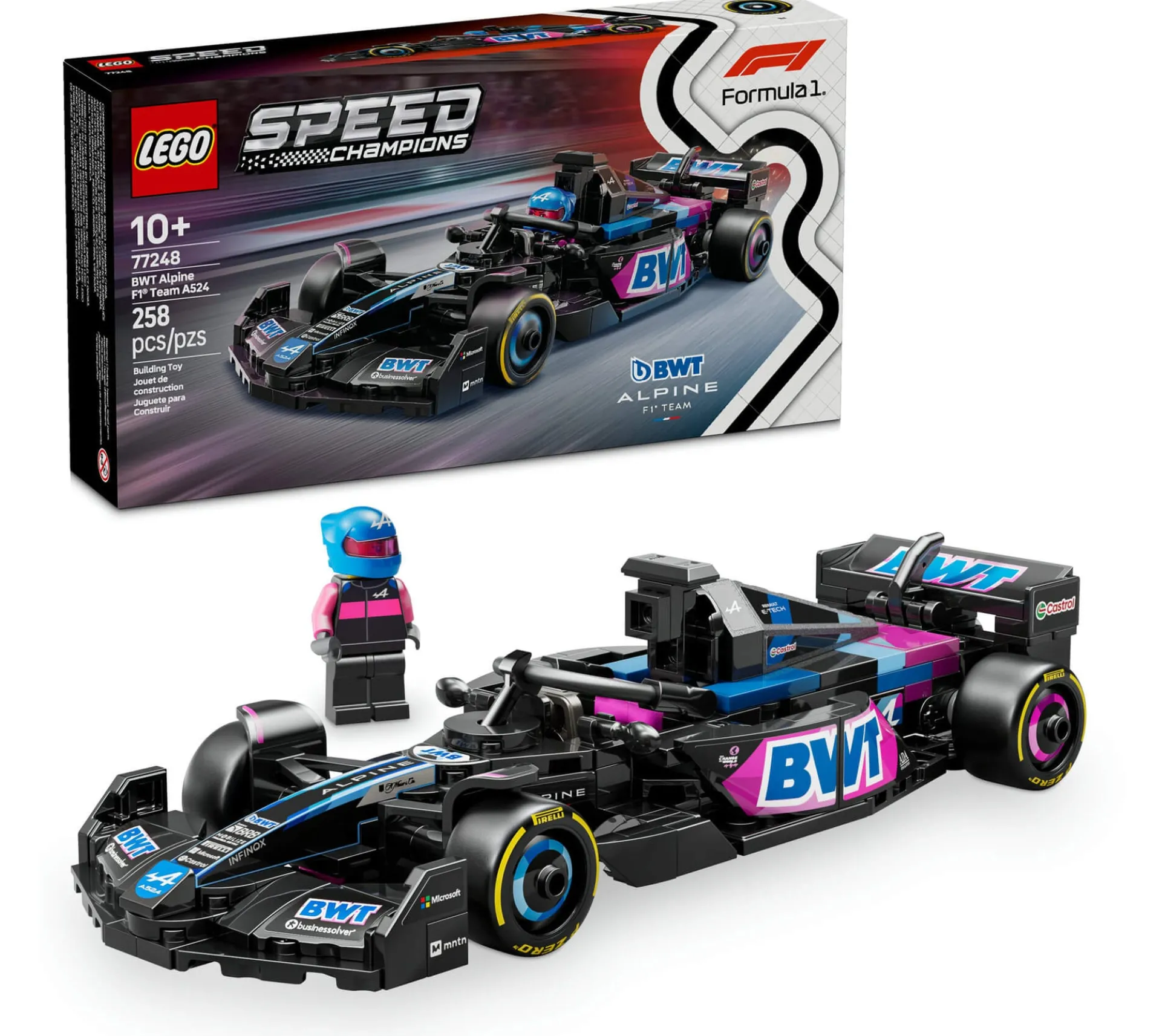 LEGO Speed Champions BWT Alpine F1 Team A524 Race Car Building Set - 258 Pieces