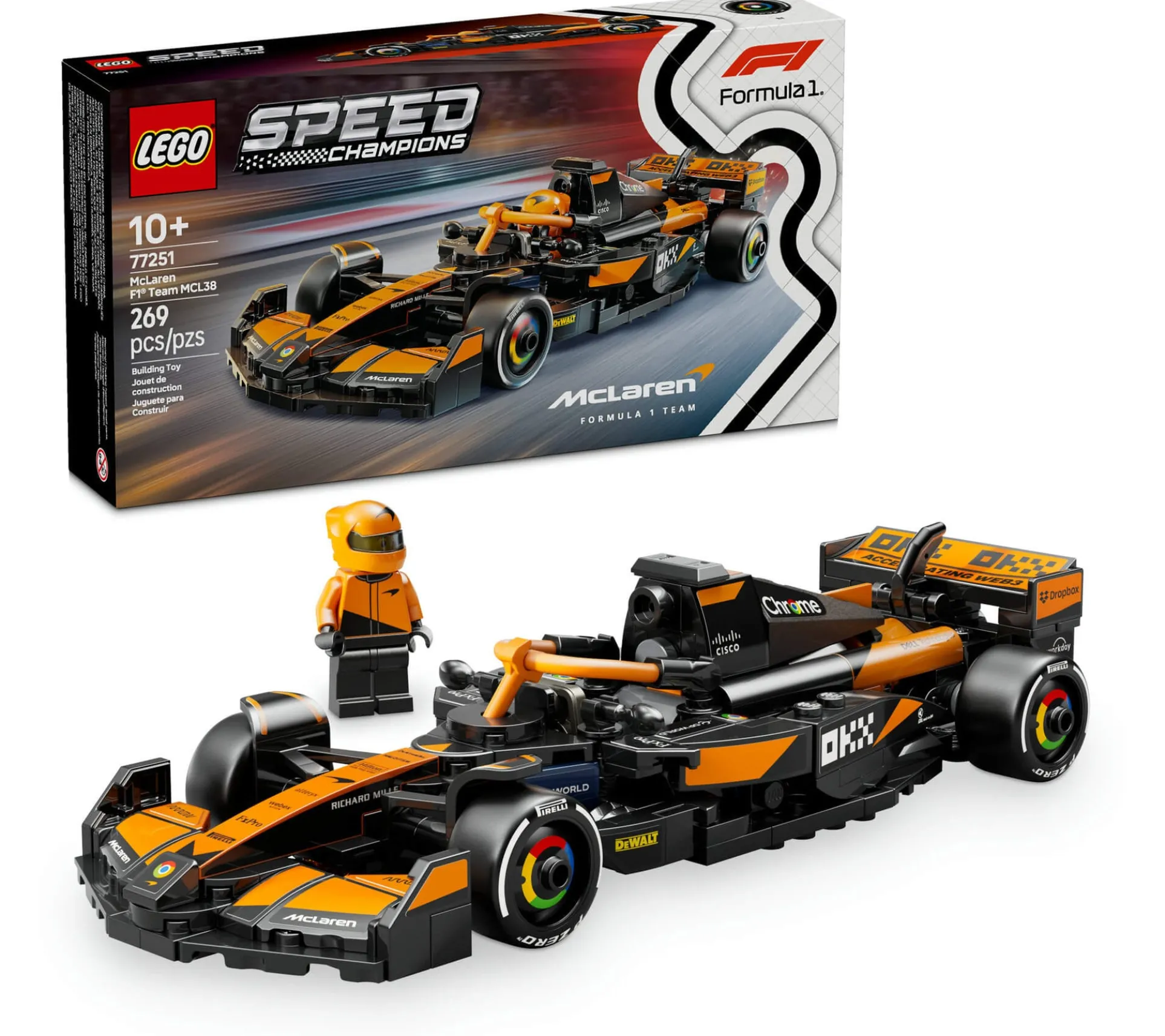LEGO Speed Champions McLaren F1 Team MCL38 Race Car 269-Piece Set
