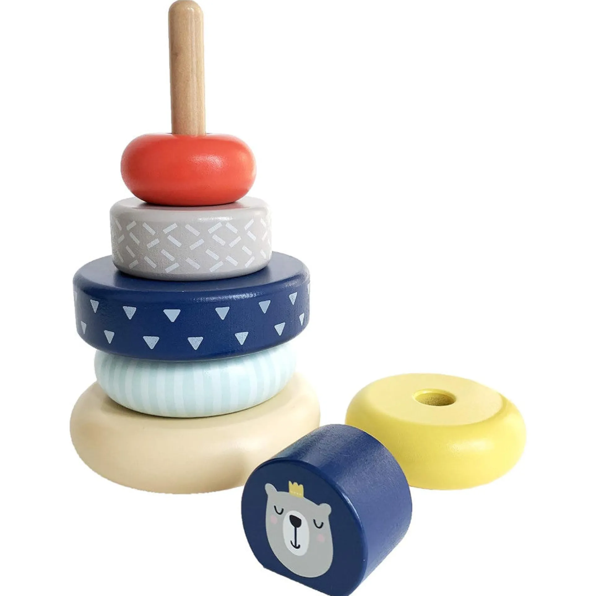 LEO & FRIENDS Montessori-Approved Wooden Stacking Rings - Benny The Bear