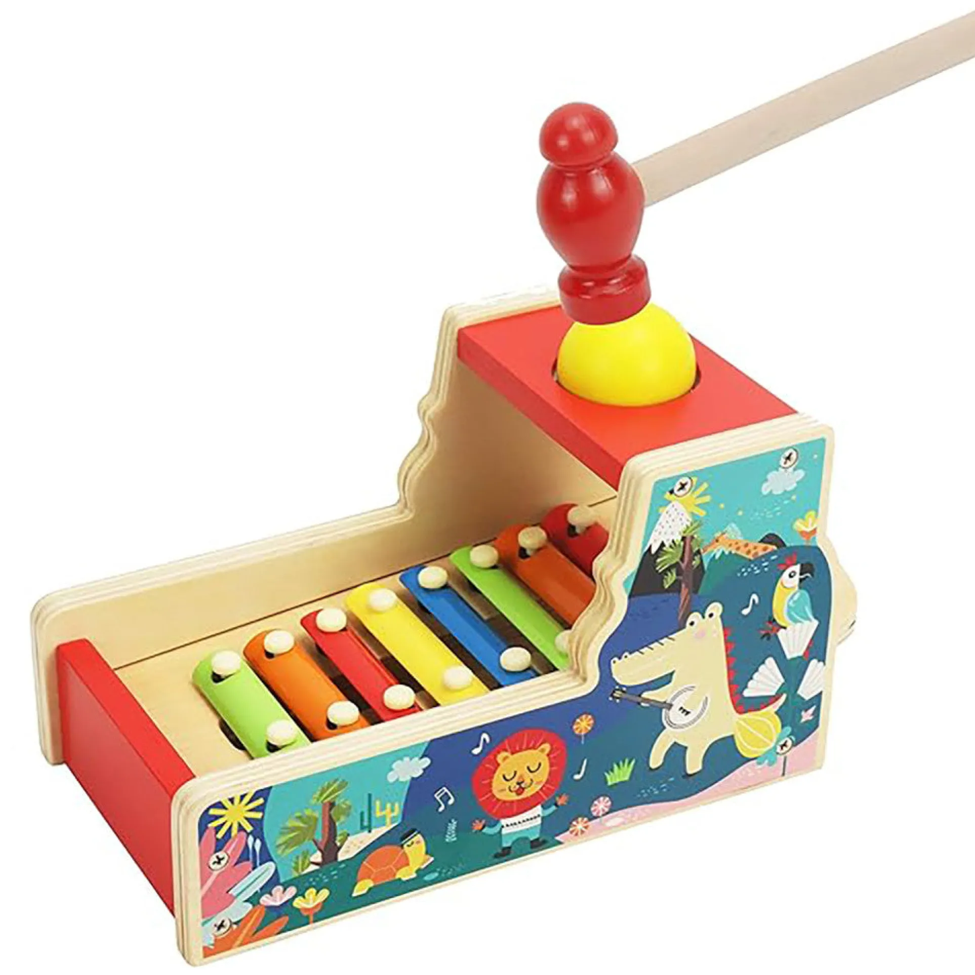 LEO & FRIENDS Wooden Musical Pound & Tap Bench with Xylophone
