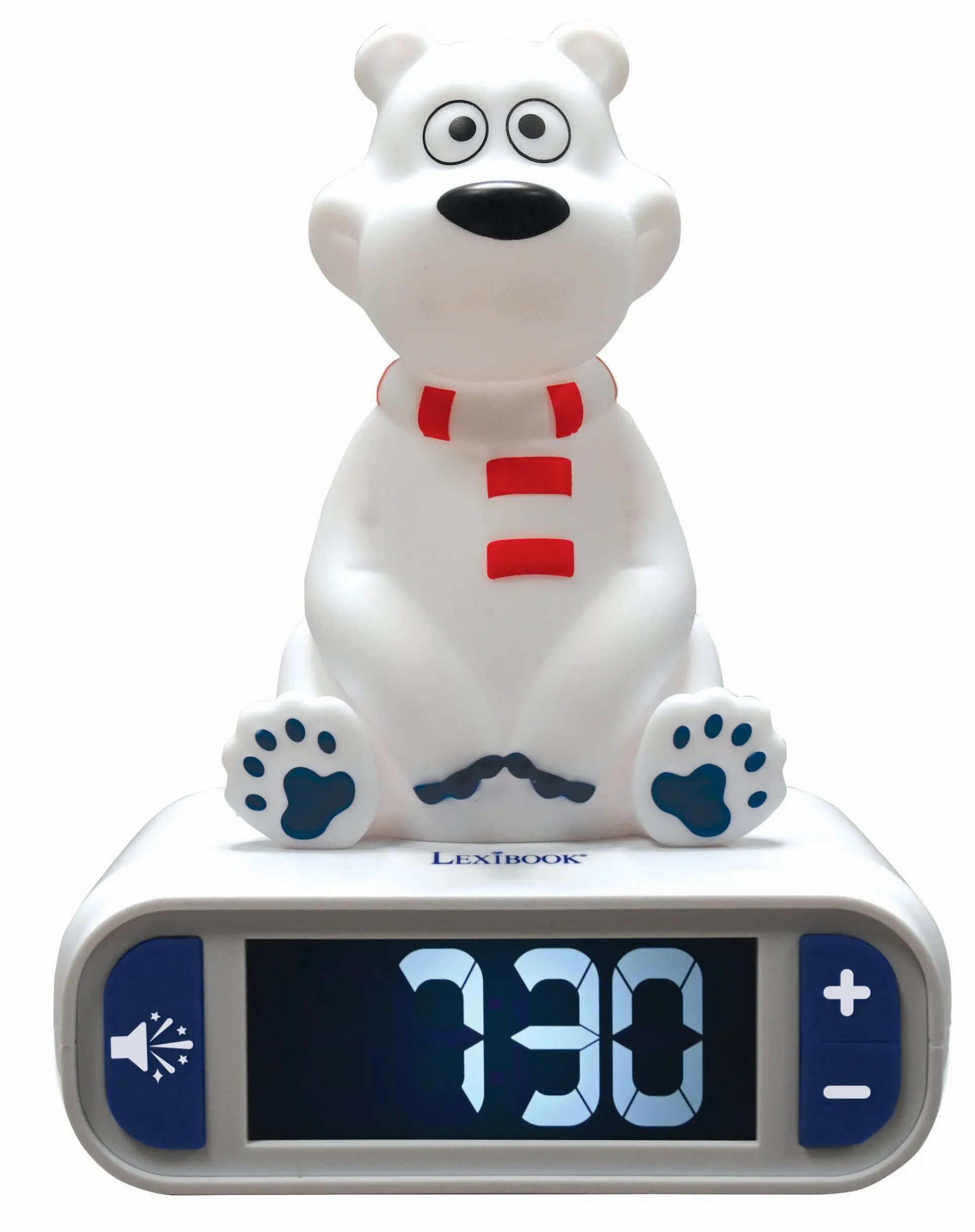 Lexibook Polar Bear Digital Alarm Clock with 3D Night Light - White