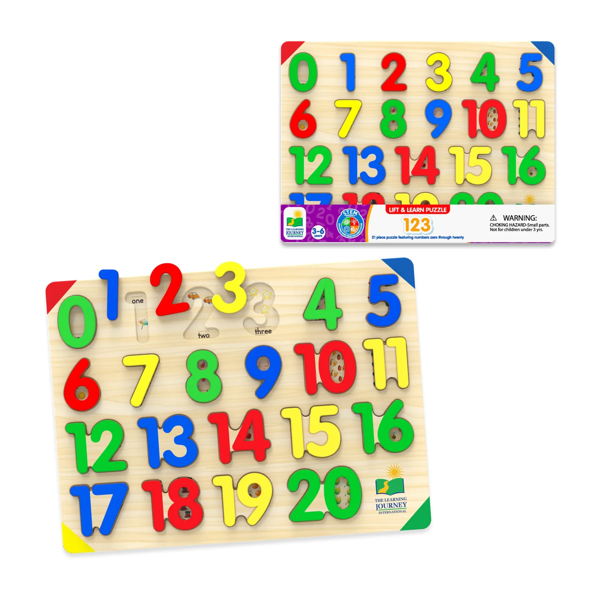 Lift & Learn Colorful Numbers Tray Puzzle - 21 pcs