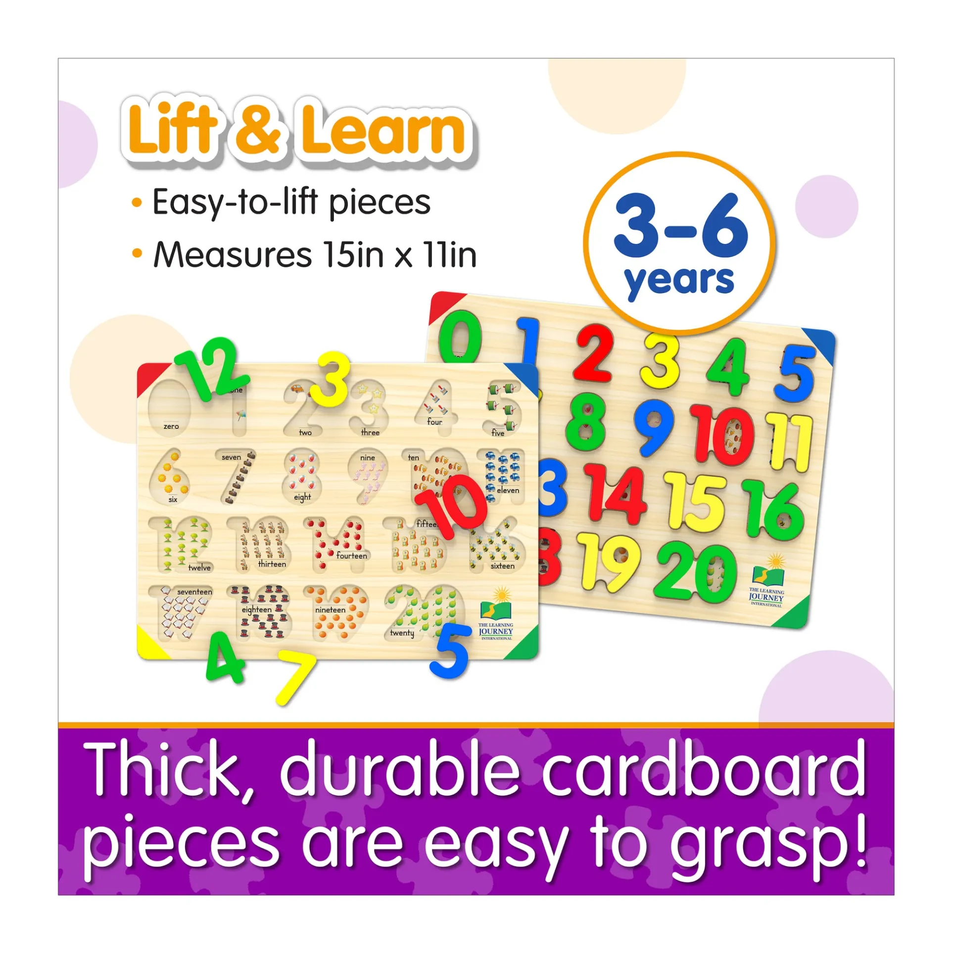 Lift & Learn Colorful Numbers Tray Puzzle - 21 pcs