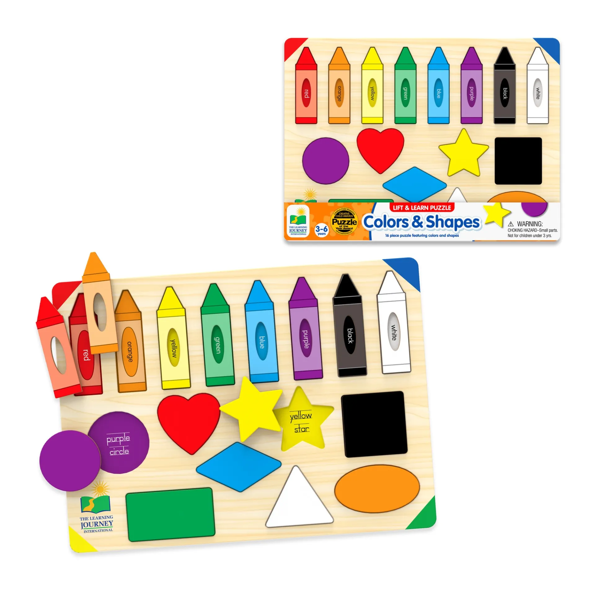 Lift & Learn Colors & Shapes Wooden Puzzle - 16 Pcs