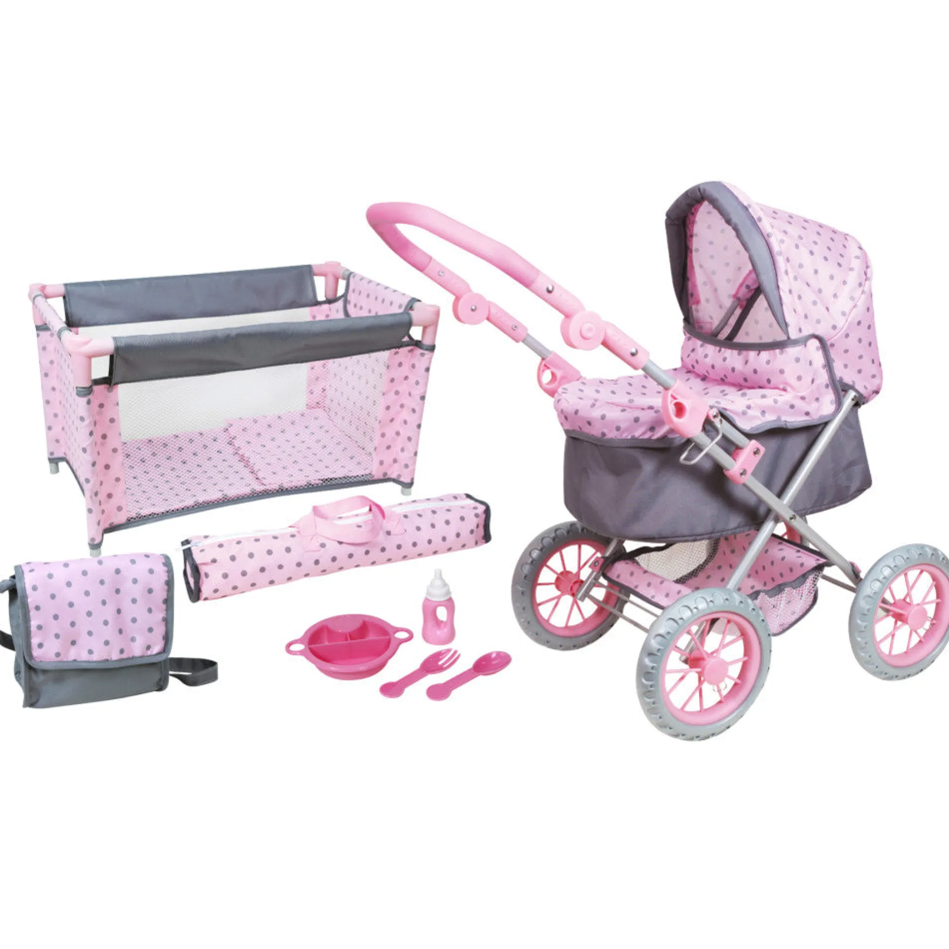 Lissi Deluxe 18" Baby Doll Pram Playset with Accessories