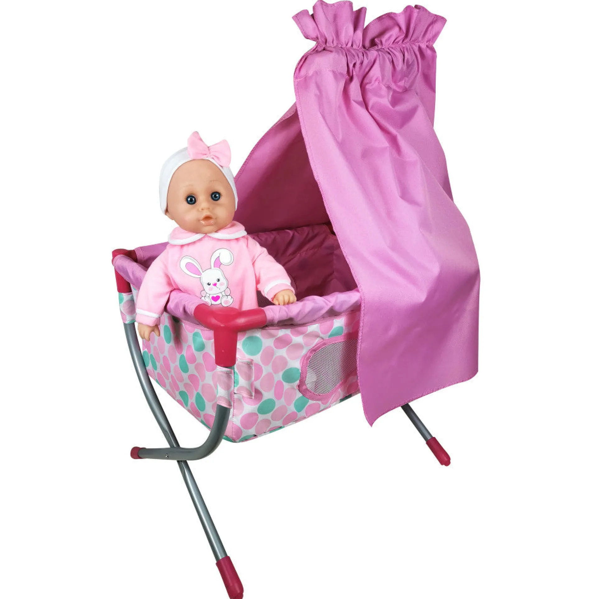 Lissi 14-inch Talking Baby Doll with Crib - Pink Bunny Outfit