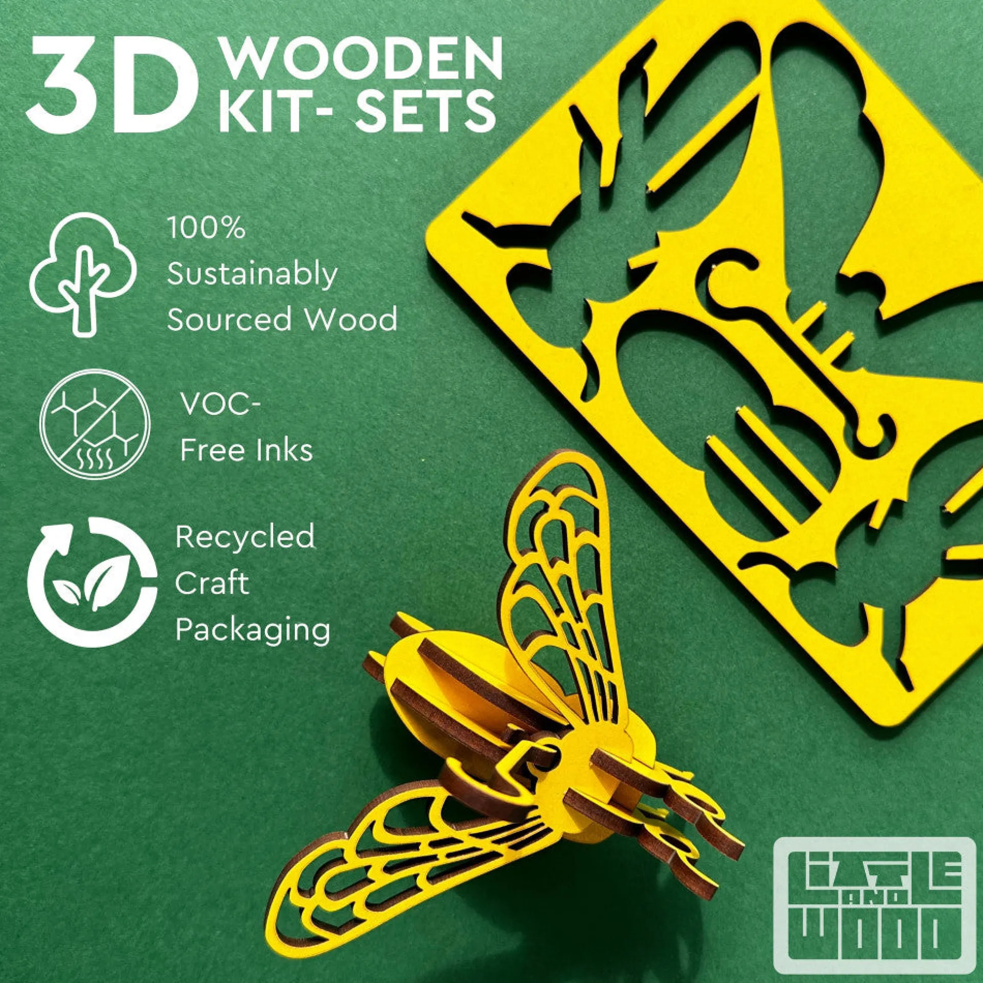 Little & Wood Chickadee 3D Wooden Puzzle Kit - Small Black Model