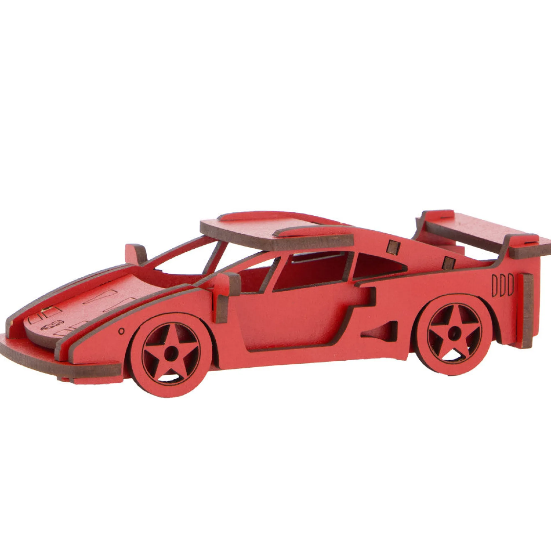 Little & Wood: Medium Red Sports Car 3D Wooden Puzzle Kit