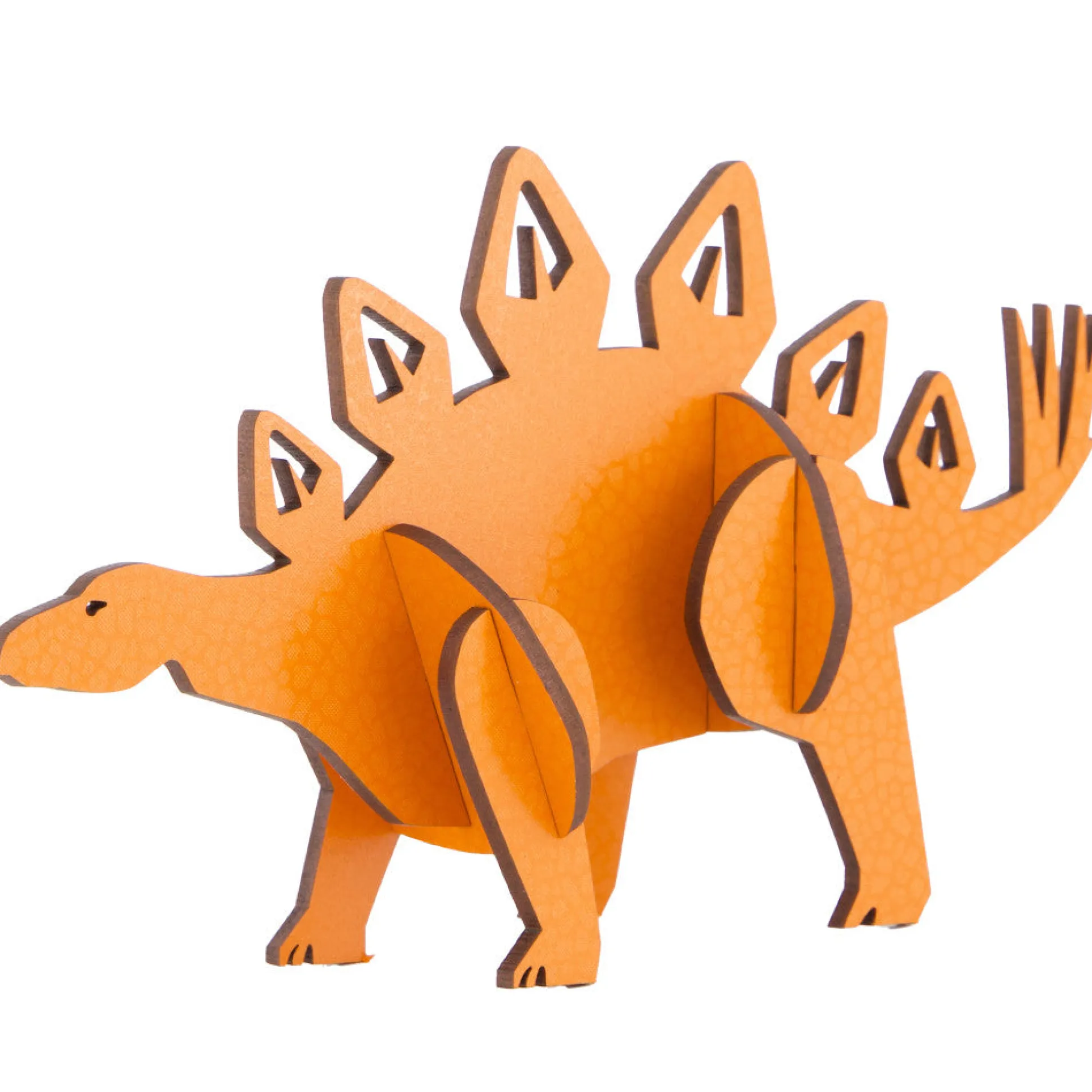 Little & Wood: Stegosaurus Orange 3D Wooden Puzzle Kit - Medium