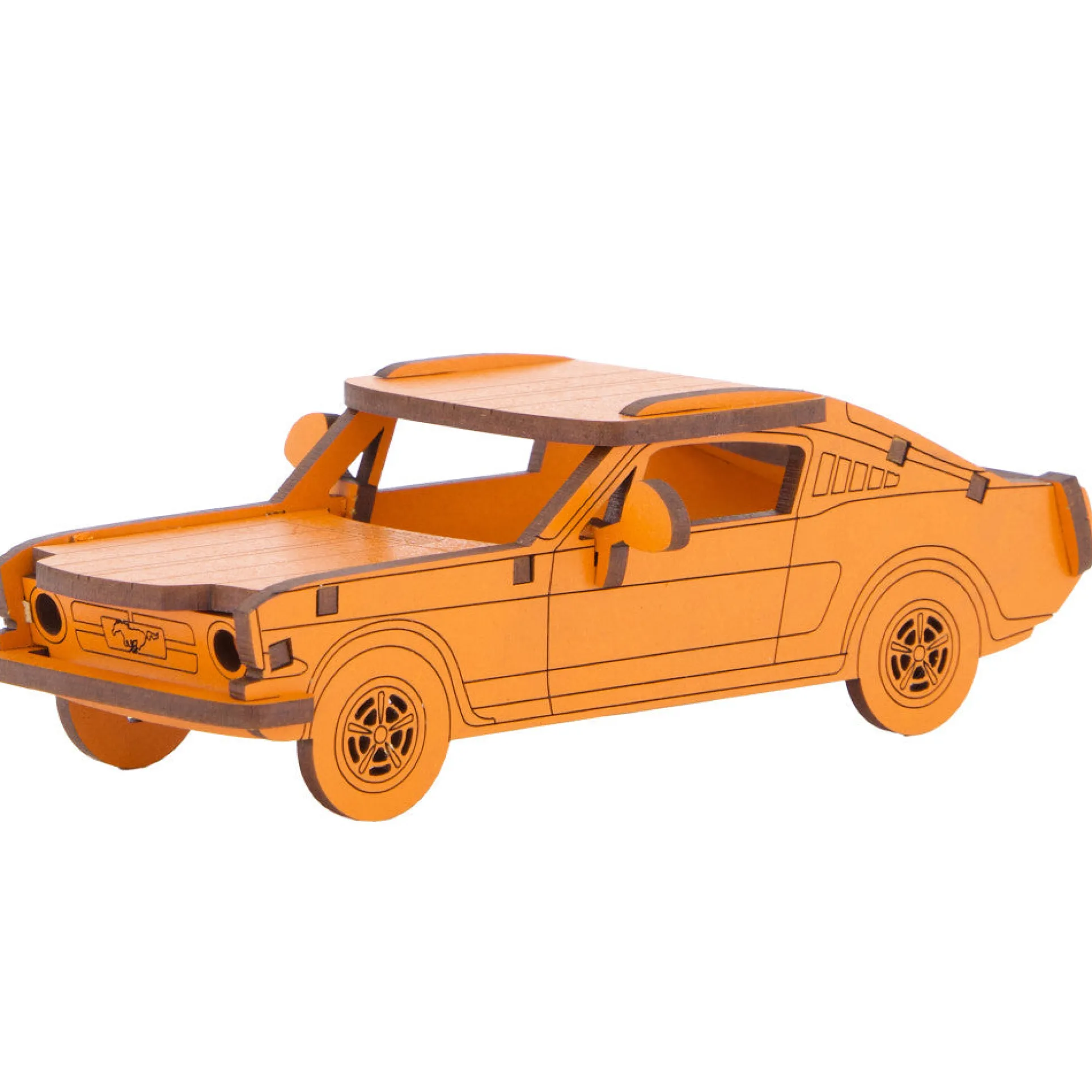 Little & Wood: Woodlet Medium - Muscle Car, Orange - 3D Wooden Puzzle Kit
