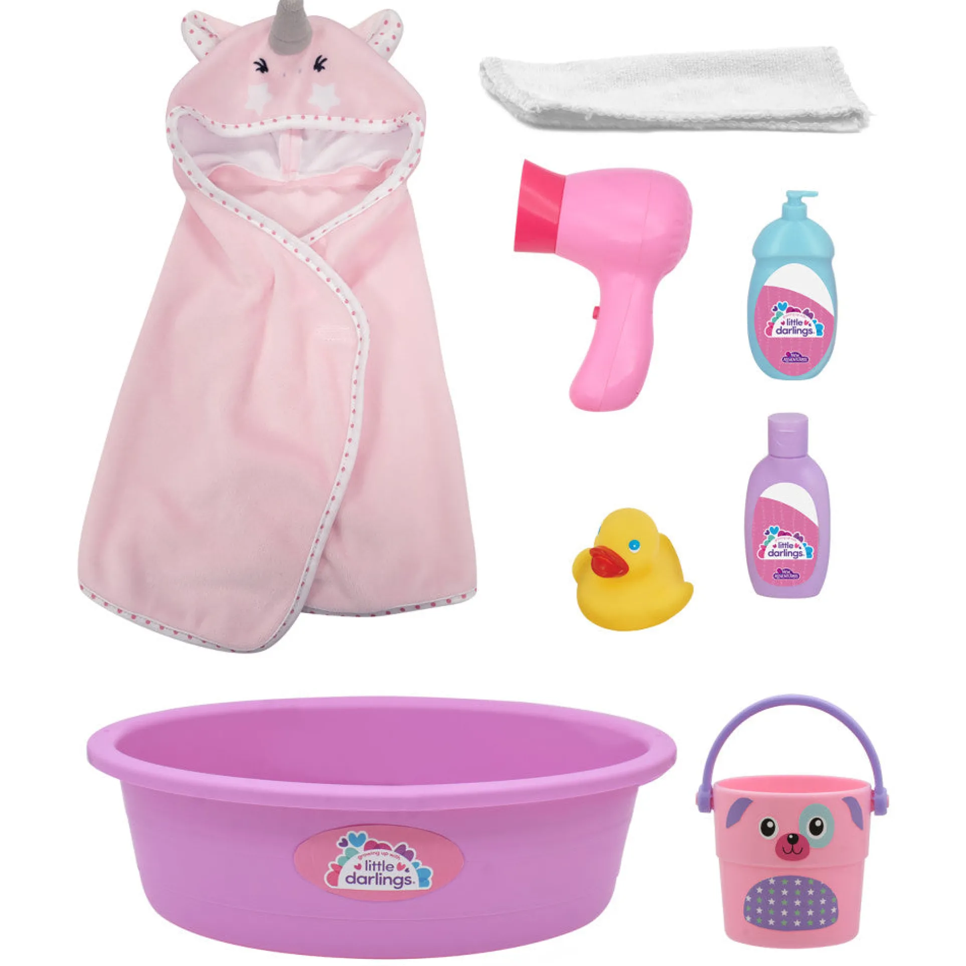 Little Darlings 12-inch Wash N' Play Baby Set with Unicorn Cover-Up