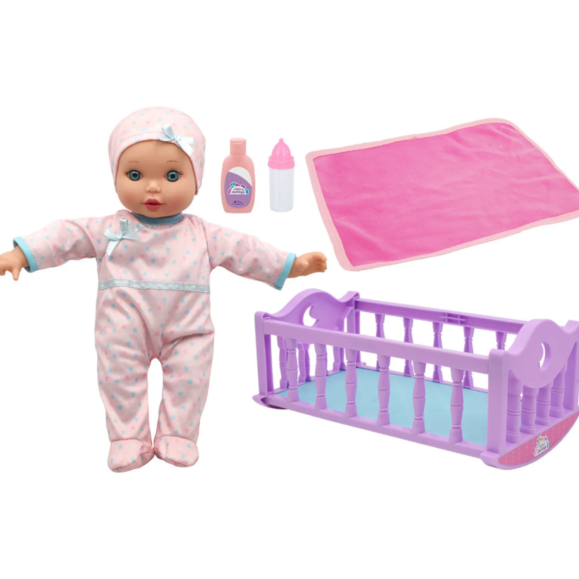 Little Darlings 12-inch Crib Time Fun Doll Playset